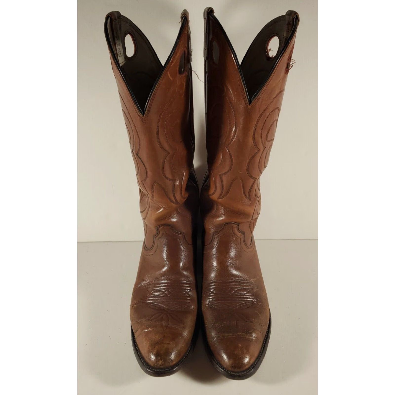 Vintage Olathe Boots Boot Western Buckaroo Cowboy Leather Brown 16" 36515 Mens 9 Kansas B Size US 9 / EU 42 - 2 Thumbnail