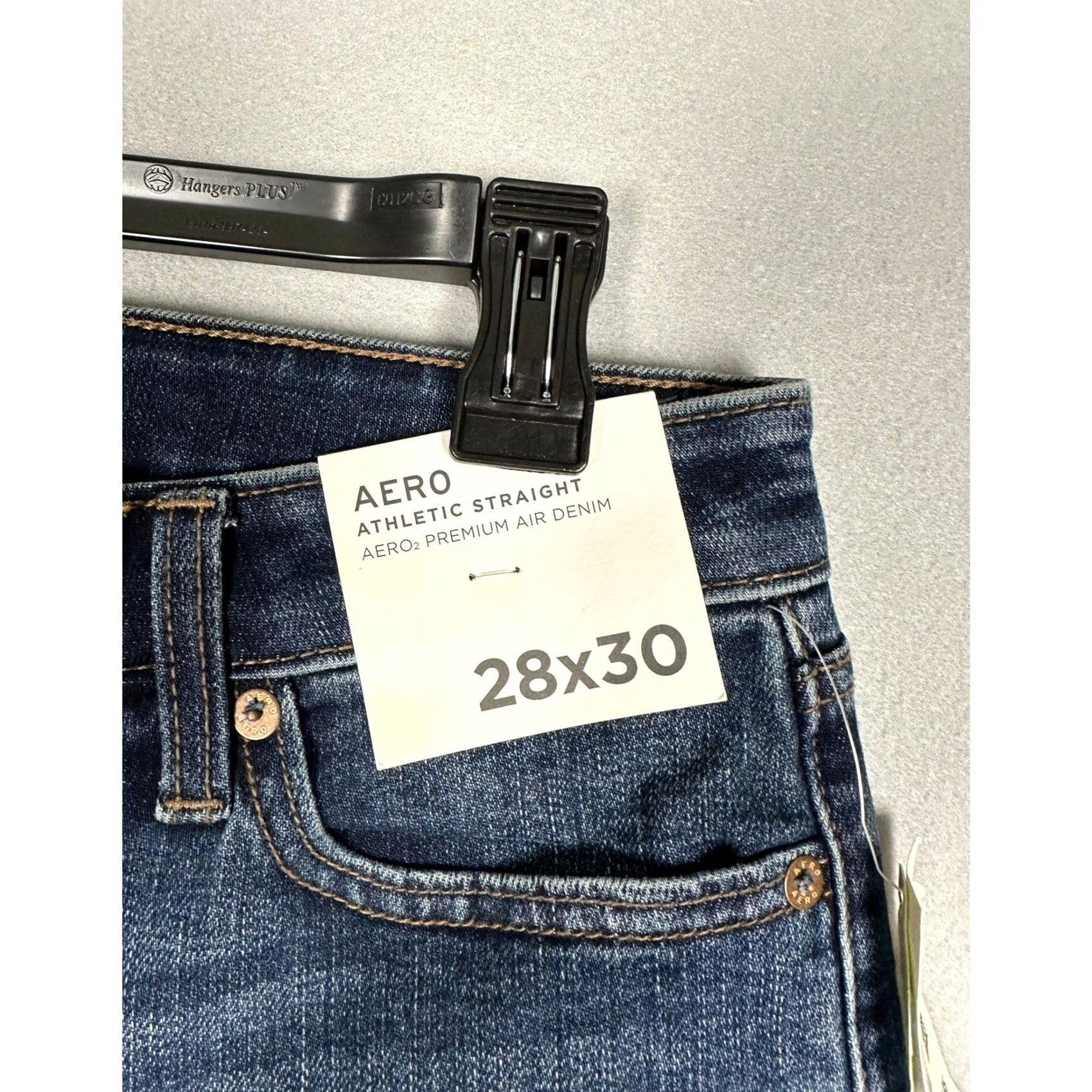 Aeropostale Aero2 Premium Air Denim Aeropostale Athletic Straight Jeans 28x30 Dark Wash Blue Mens Regular Stretch Pockets Stonewashed? Size US 28 / EU 44 - 3 Thumbnail