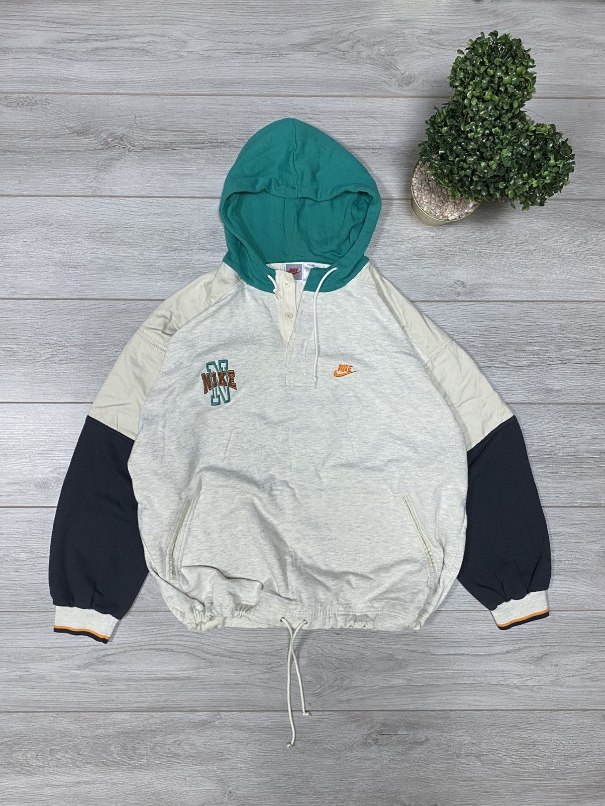 Nike Nike RARE 80s vintage big logo spell out hoodie Size US XL / EU 56 / 4 - 3 Thumbnail