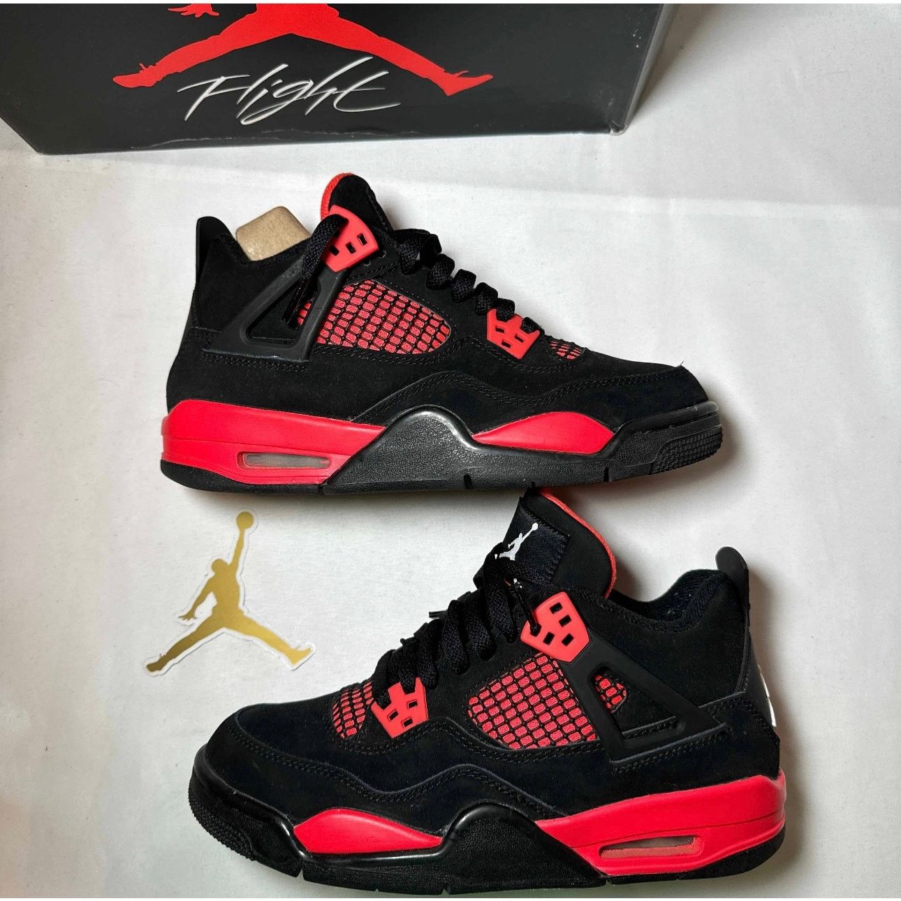 Jordan Brand × Nike Size 5.5 Nike Air Jordan 4 Retro GS Red Thunder Men's Shoes Size US 5.5 / EU 38 - 2 Thumbnail