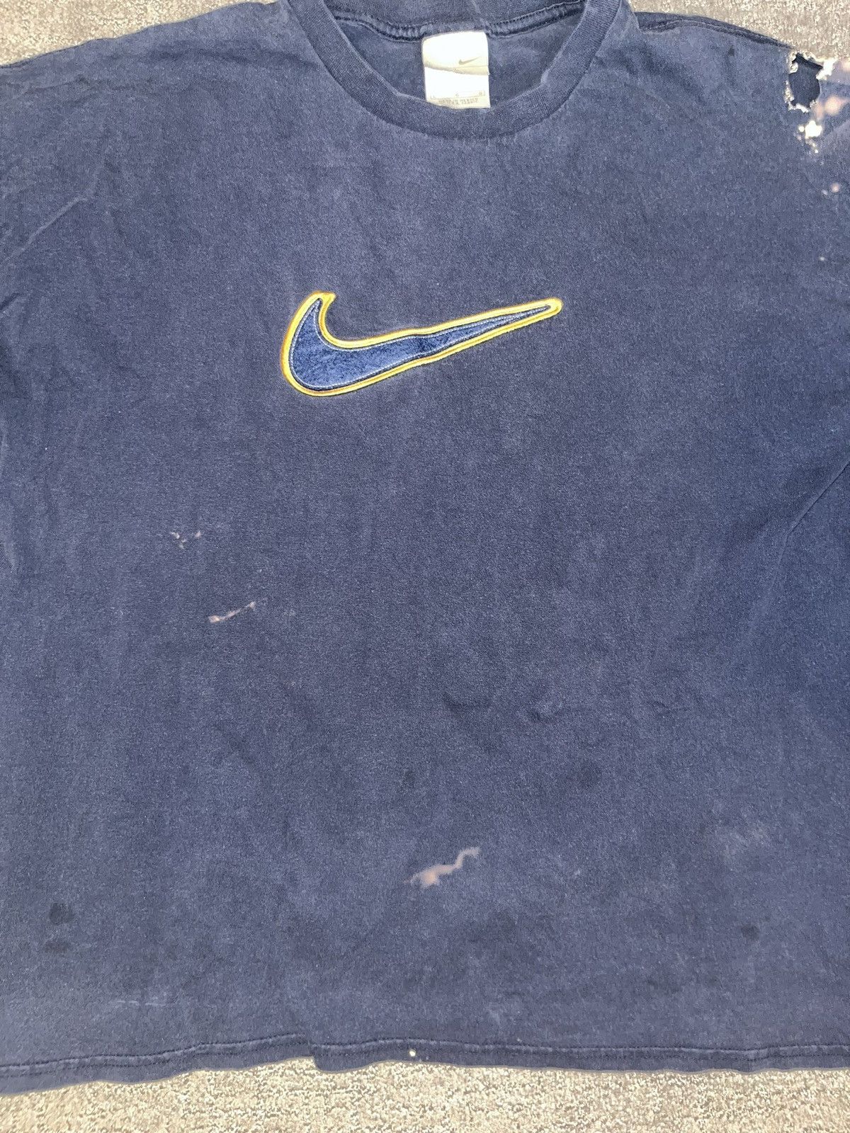 Nike × Vintage Vintage Y2K Nike Center Big Swoosh Navy Longsleeve T Shirt Size US L / EU 52-54 / 3 - 3 Thumbnail