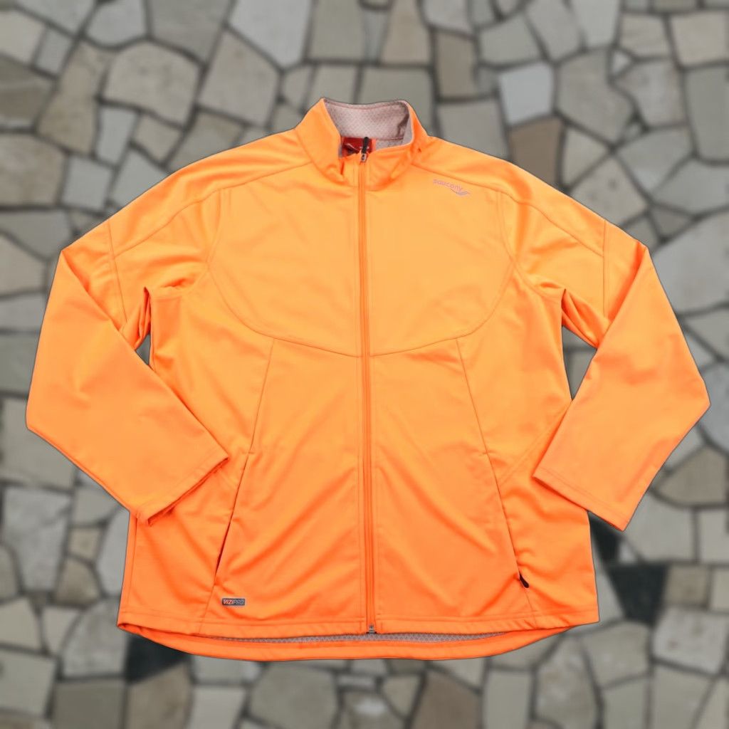 Saucony Saucony Jacket Mens XL Orange ViZiPRO Softshell Running Windbreaker Zip Up Coat Size US XL / EU 56 / 4 - 1 Thumbnail