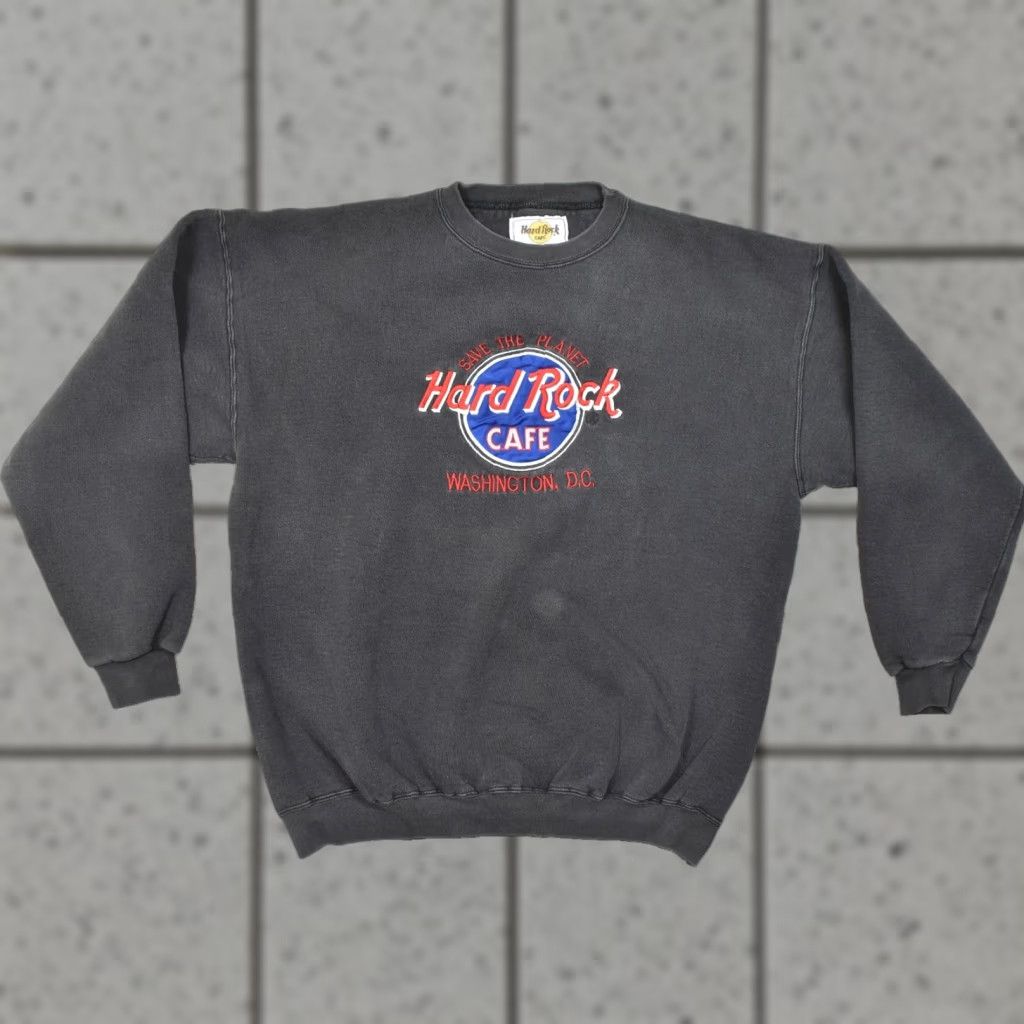 Hard Rock Cafe VINTAGE Hard Rock Cafe Washington DC Crewneck Sweater Black XL Men Pullover Long Sleeve Crew Neck Knit Winter Fall Size US XL / EU 56 / 4 - 1 Thumbnail