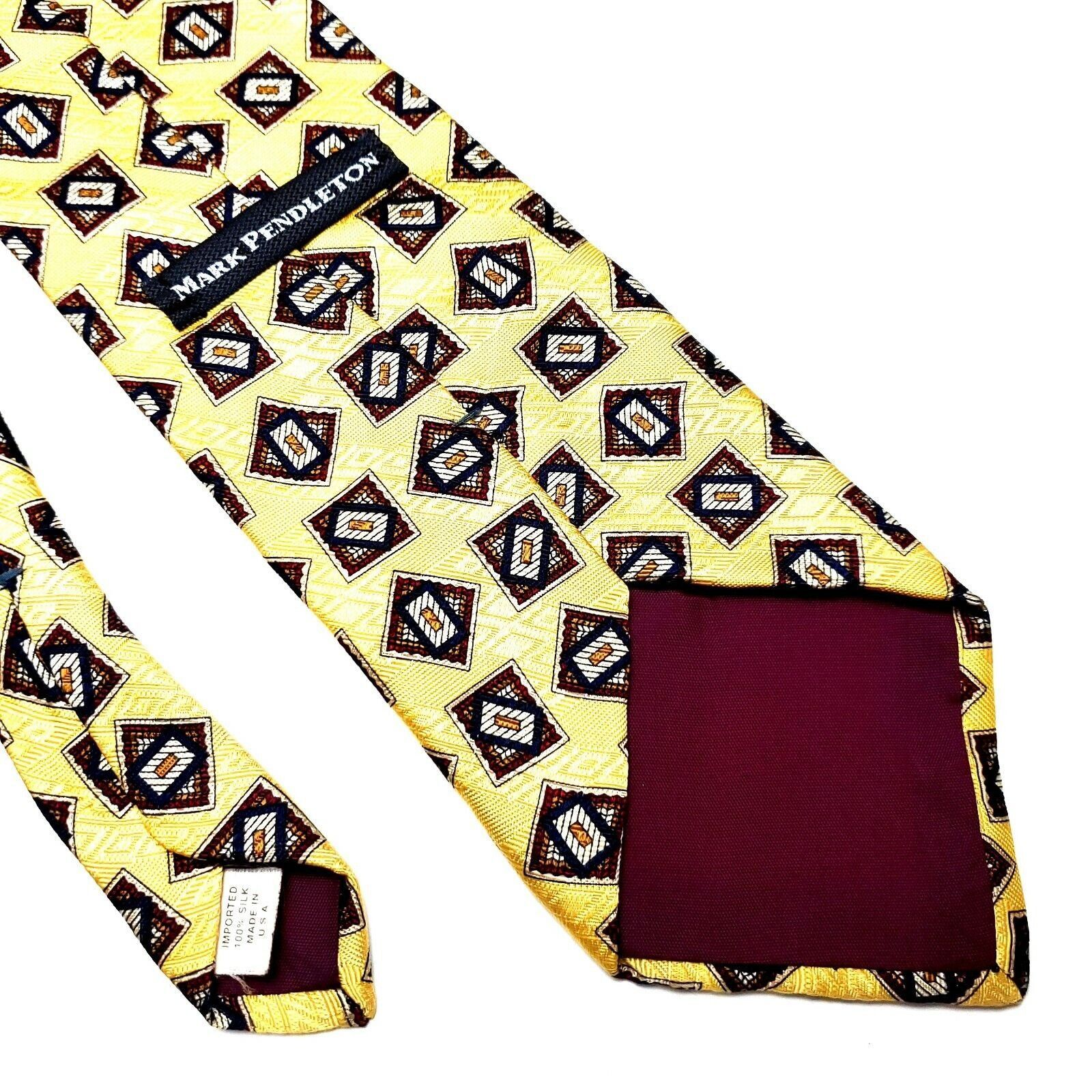 Pendleton Mark Pendleton Silk Tie Yellow Print Geometric Classic Size ONE SIZE - 5 Thumbnail