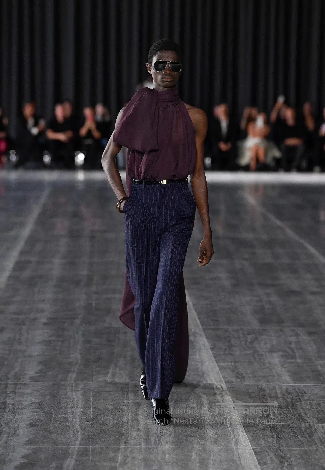 Saint Laurent Paris Saint Laurent Paris Silk Scarf Cascading Pleated Top| Size L / US 10 / IT 46 - 2 Thumbnail