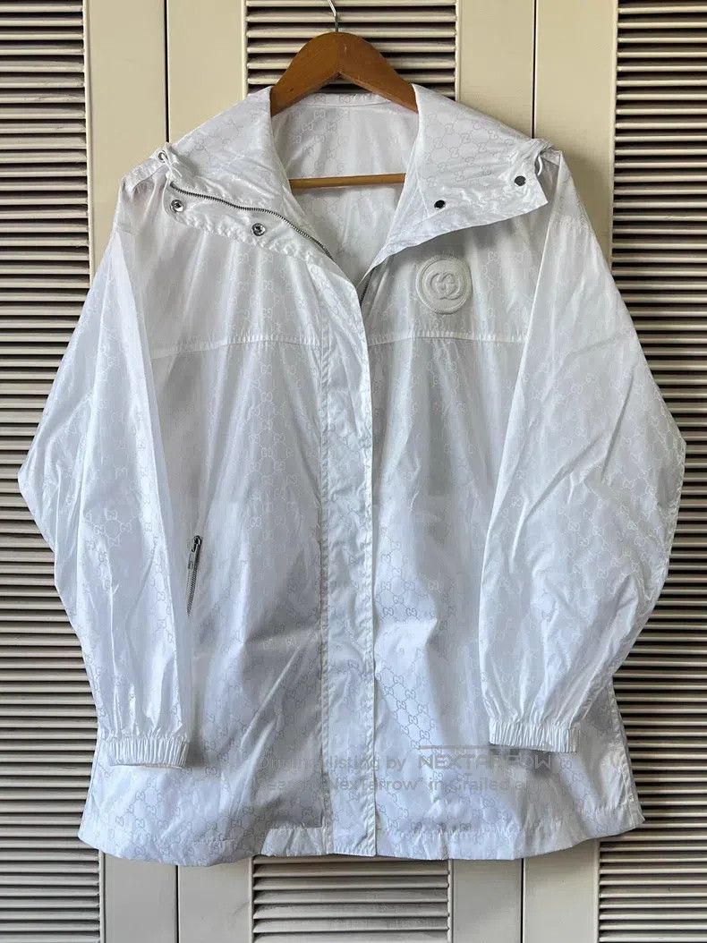 Gucci Gucci White old flower double G embroidered hooded jacket Size XS / US 0-2 / IT 36-38 - 1 Thumbnail