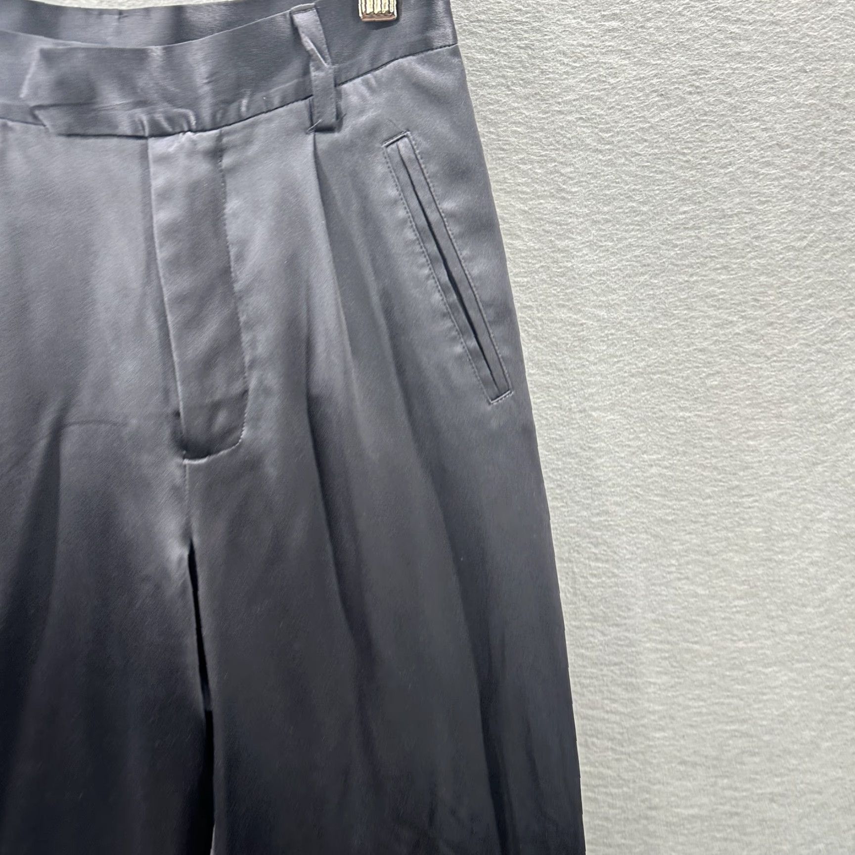 Fleur du Mal VINTAGE Fleur Du Mal Silk Dress Pants Women 0 High Rise Tapered Slacks Black Formal Workwear Size 25" / US 0 / IT 36 - 4 Thumbnail