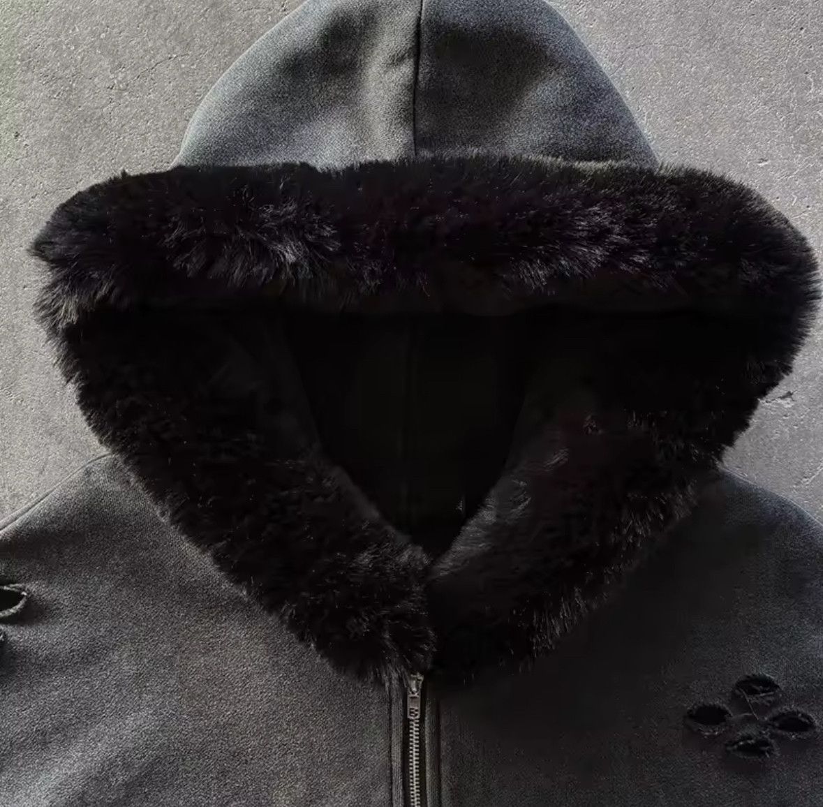 Other Fashion Punk Y2K Hip Hop Flower Ripped Zipper Hoodies Size US M / EU 48-50 / 2 - 2 Thumbnail