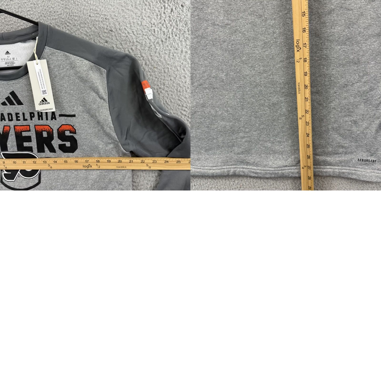 Adidas NHL Philadelphia Flyers Hockey Sweatshirt Mens Medium Gray Long Sleeve Loose NWT Size US M / EU 48-50 / 2 - 8 Thumbnail