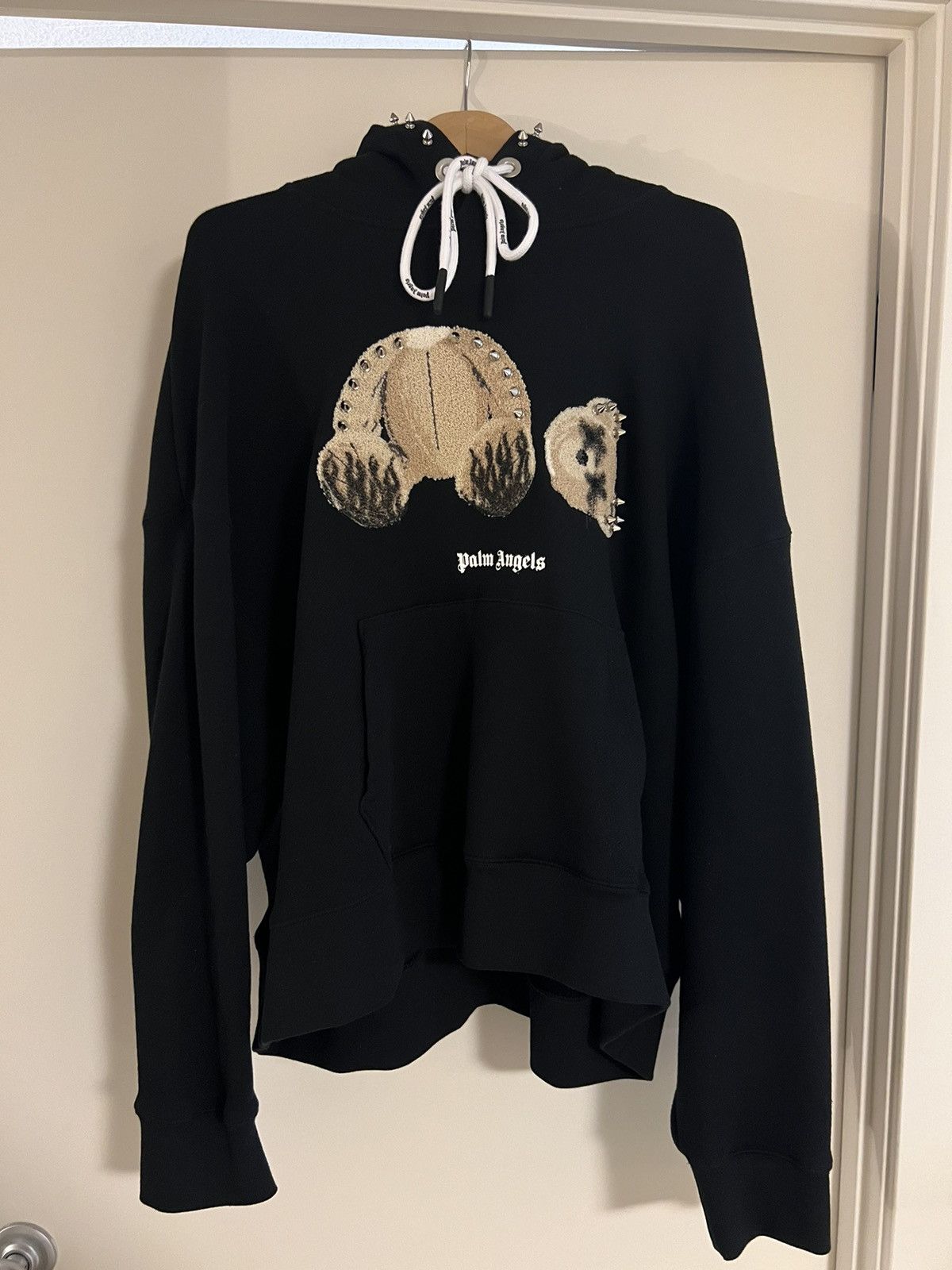 image of Palm Angels Punk Bear Hoody in Black, Men's (Size Large)