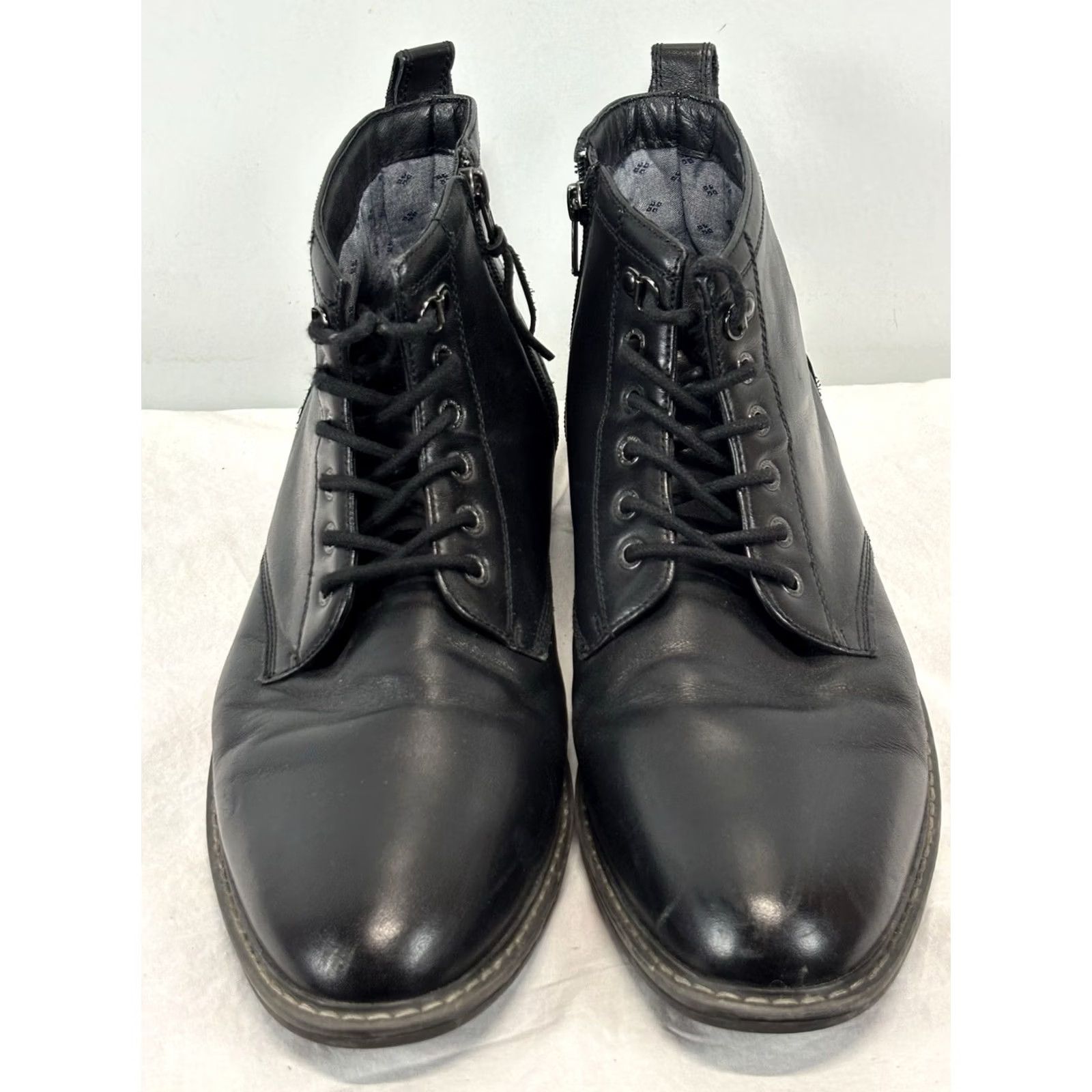 Vintage VINTAGE? Mark Nason Ottomatic Sidecar Leather Boots Mens 11.5 Black Lace Up Side Zip READ Size US 12 / EU 45 - 3 Thumbnail