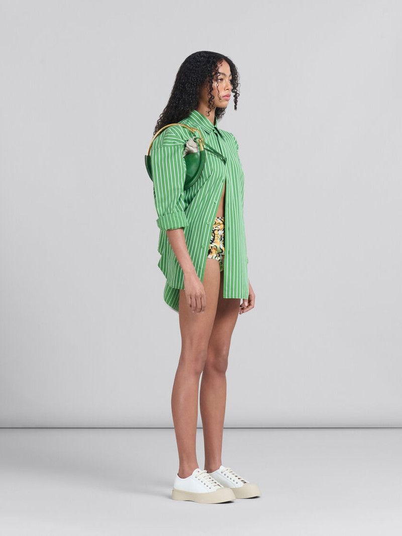 Marni o1f1d3z0126 Striped Organic Poplin Shirt in Green Size M / US 6-8 / IT 42-44 - 4 Thumbnail