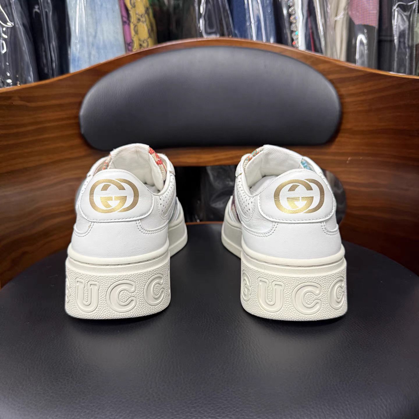 Gucci Gucci GG Multicolor White Embroidered Platform Sneakers K15 Size US 7.5 / IT 37.5 - 3 Thumbnail