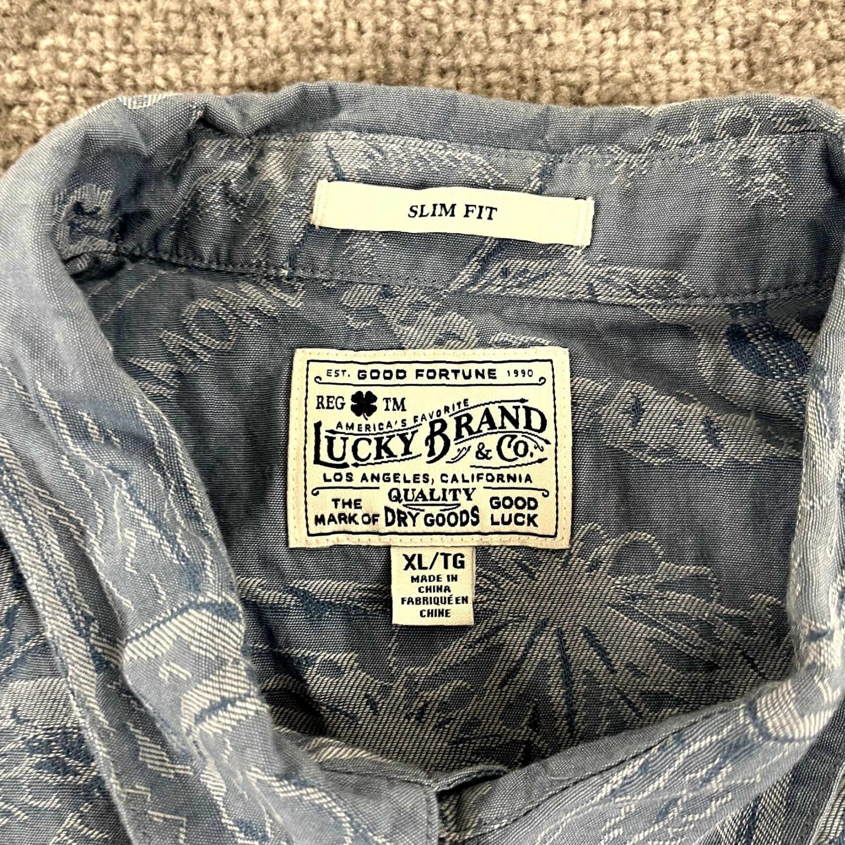 Lucky Brand LUCKY BRAND Shirt Men XL Slim Blue Floral Hawaiian Islands Button Up Size US XL / EU 56 / 4 - 2 Thumbnail