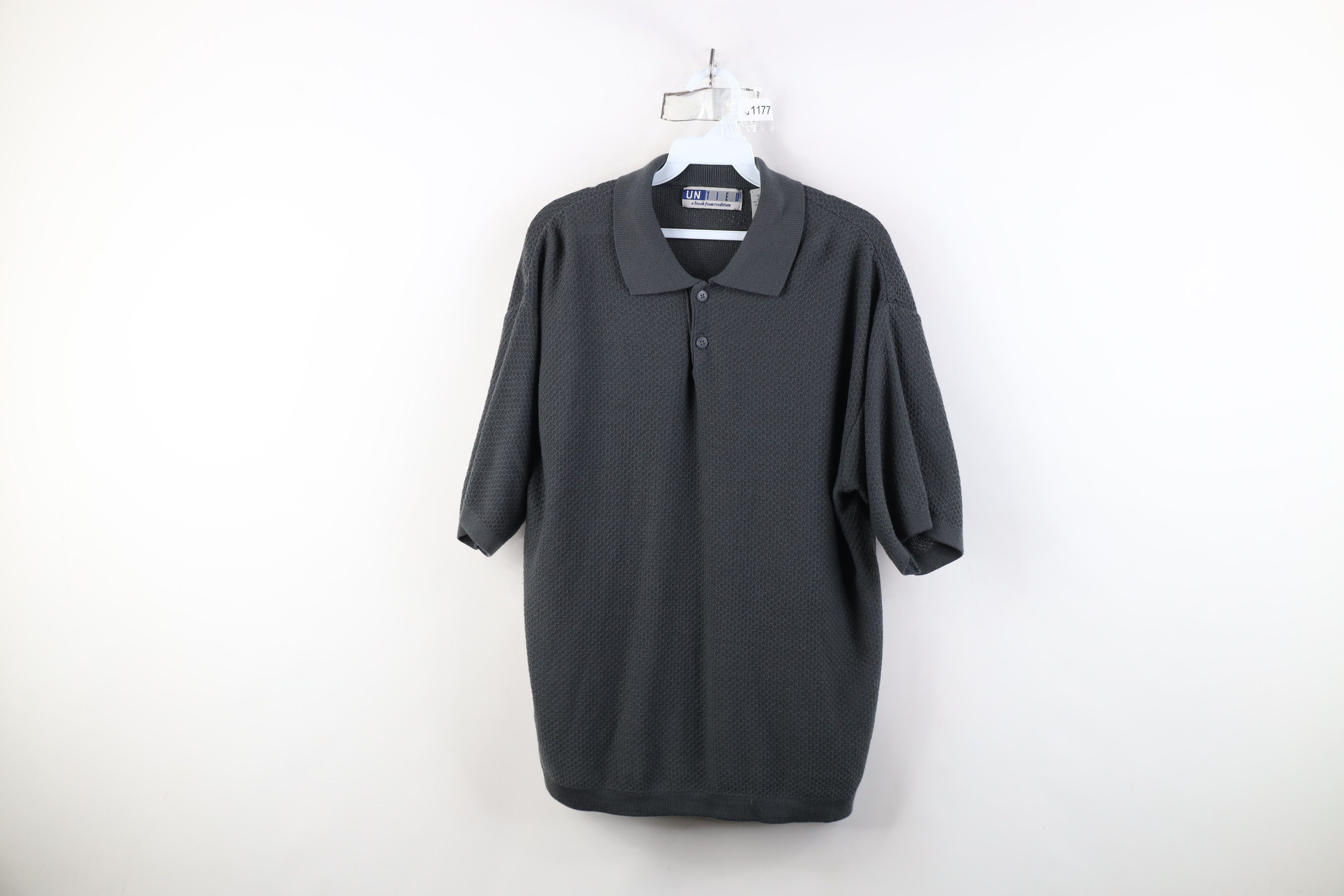 Vintage Vintage 90s Streetwear Thermal Knit Pullover Polo Shirt Gray Size US L / EU 52-54 / 3 - 1 Thumbnail