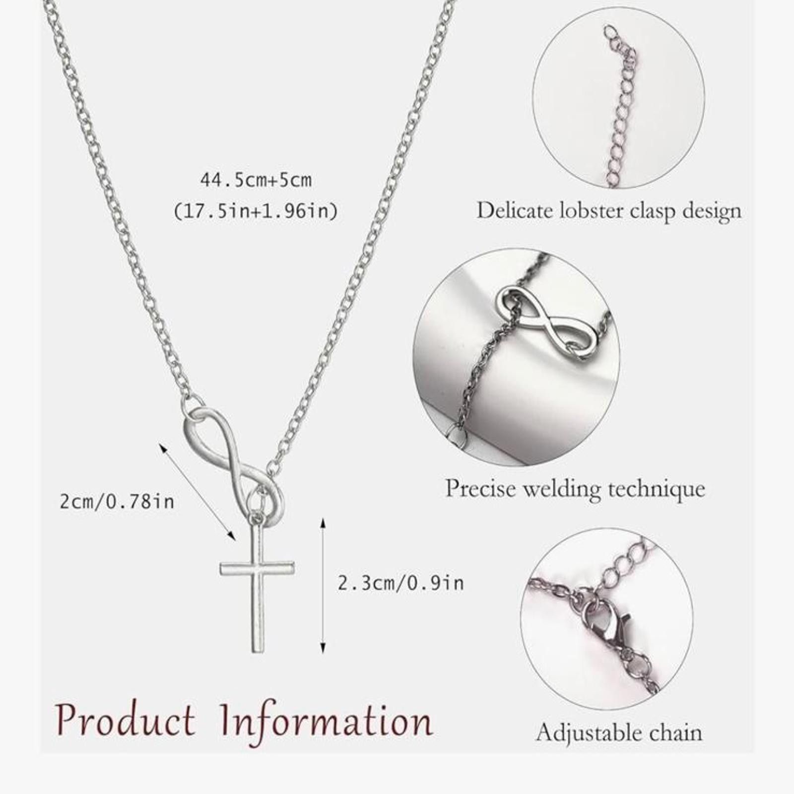 The Unbranded Brand Silver Toned Metal Cross Infinity Necklace Women's Jewelry Size ONE SIZE - 4 Thumbnail