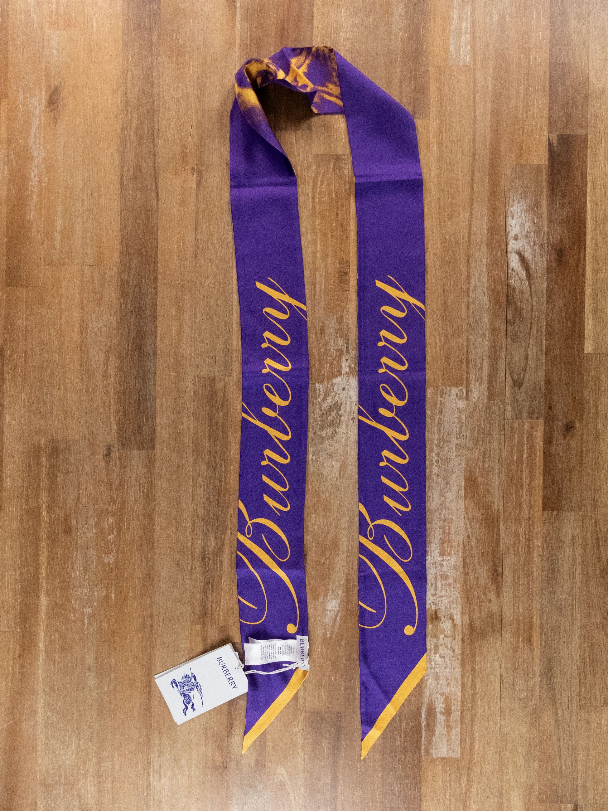 Burberry BURBERRY purple yellow rose logo print reversible silk scarf Size ONE SIZE - 5 Thumbnail
