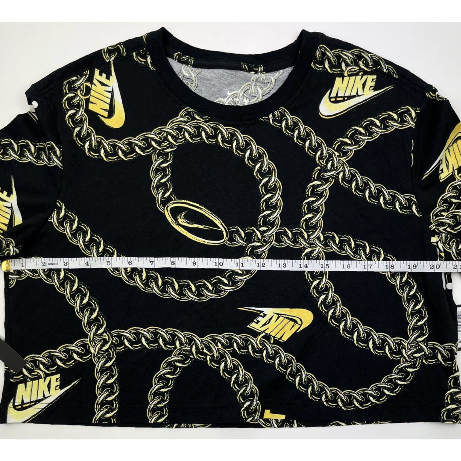 Nike Nike Shirt Women M Cropped Crew Neck Short Sleeve Gold Logo Athletic Tee Crop Top Gym Workout Size M / US 6-8 / IT 42-44 - 4 Thumbnail
