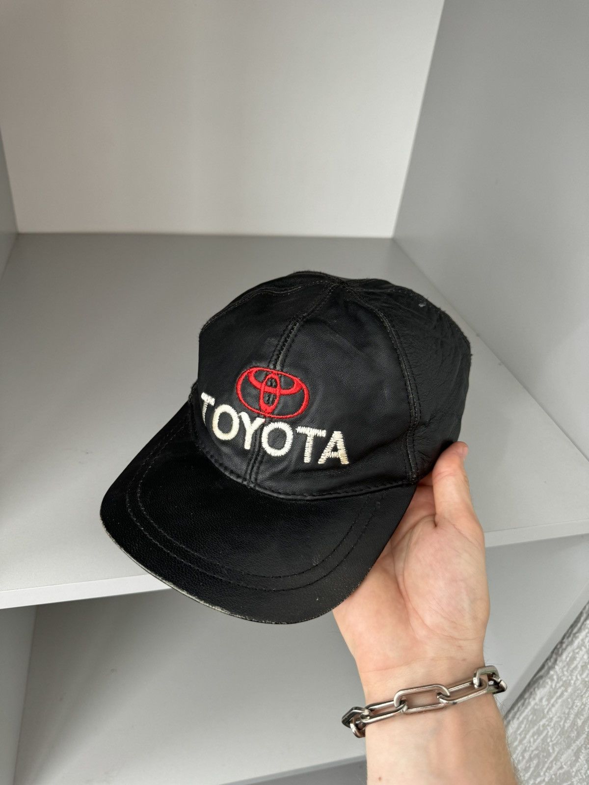 Leather Toyota Racing Vintage Logo Leather Cap Size ONE SIZE - 2 Thumbnail