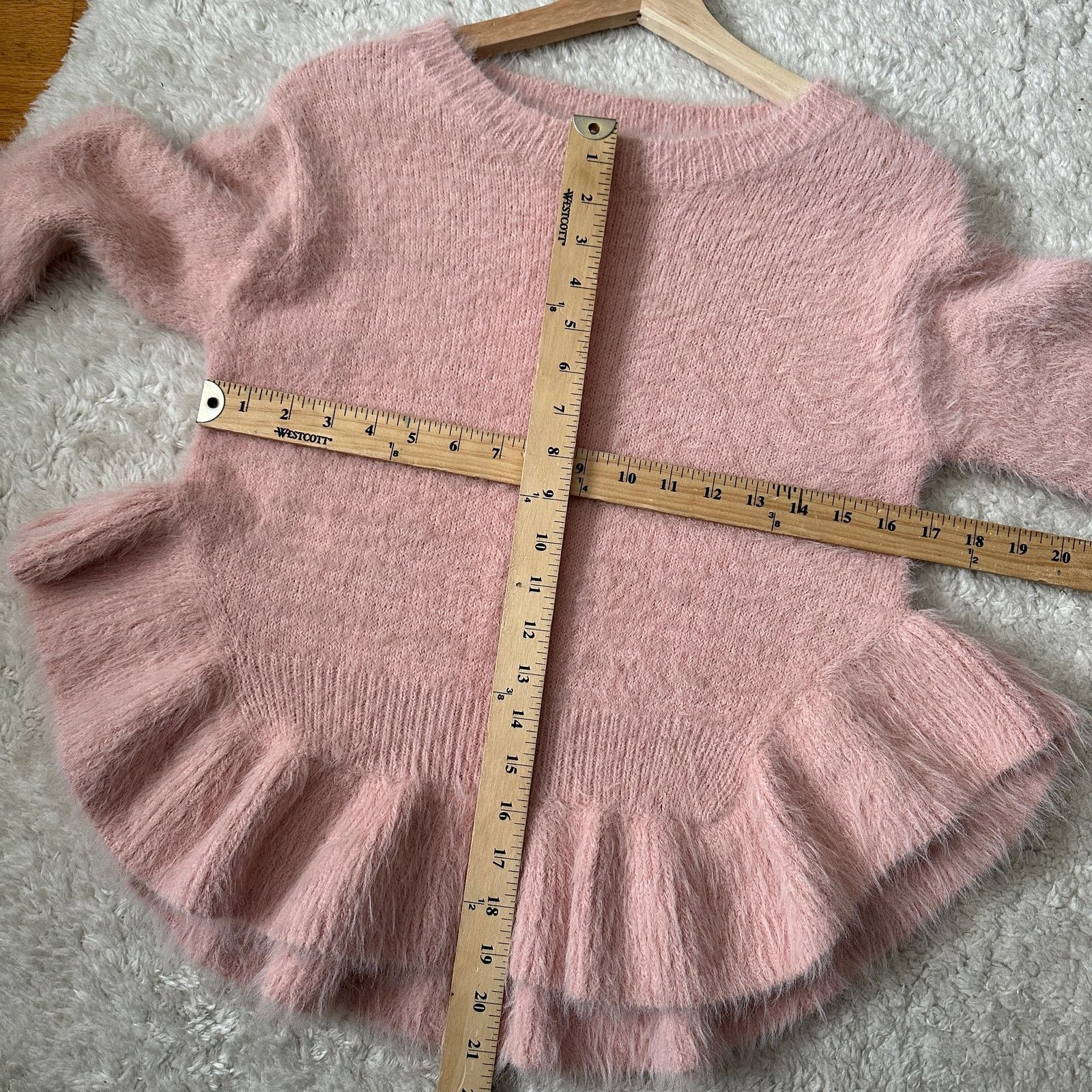 English Factory English Factory Pink Peplum Ruffle Sweater Fuzzy Knit Top S Size S / US 4 / IT 40 - 9 Thumbnail
