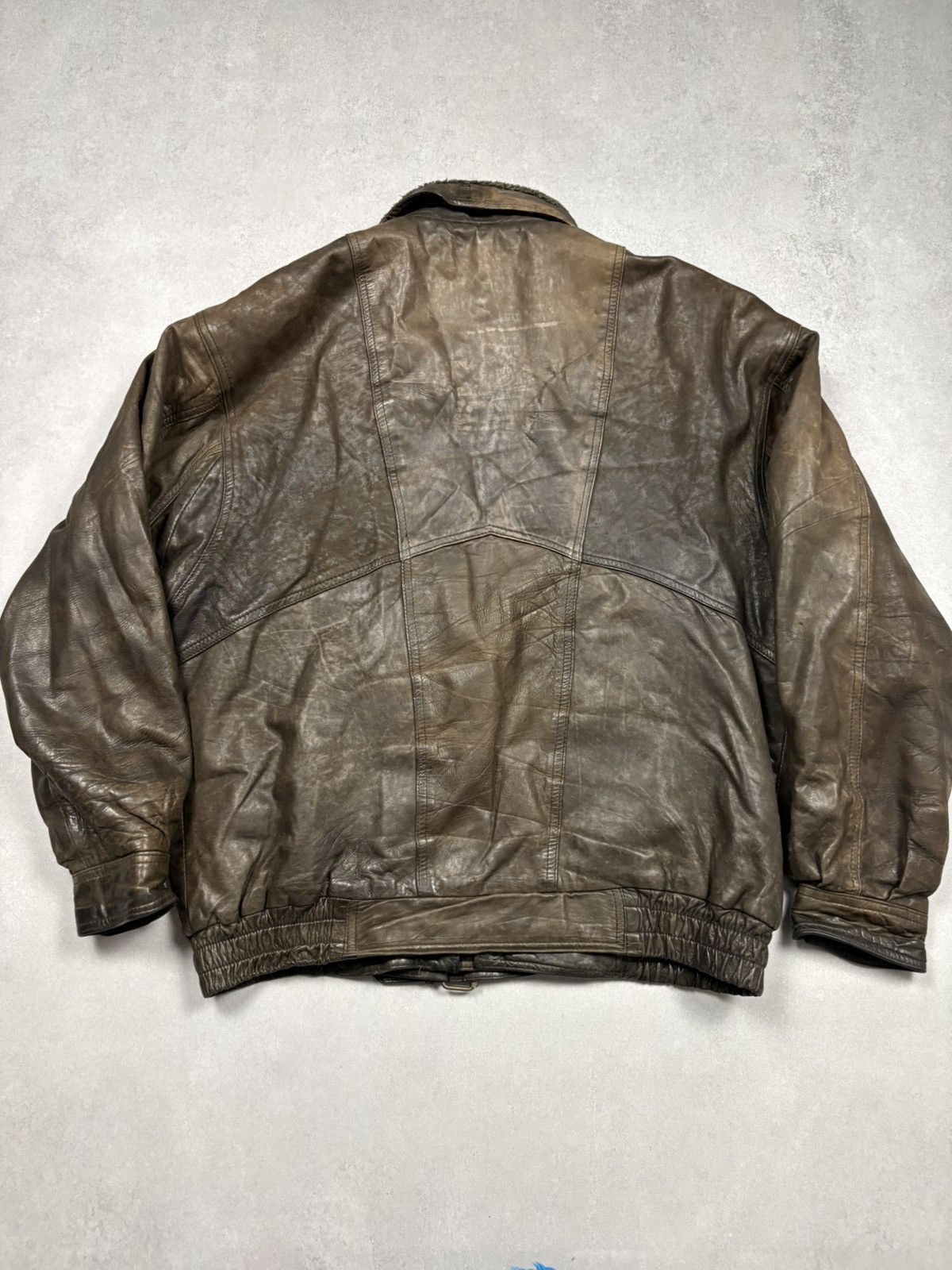 Vintage 80s Vintage Leather Aviator Bomber Jacket Sherpa Lined Size US XL / EU 56 / 4 - 15 Thumbnail