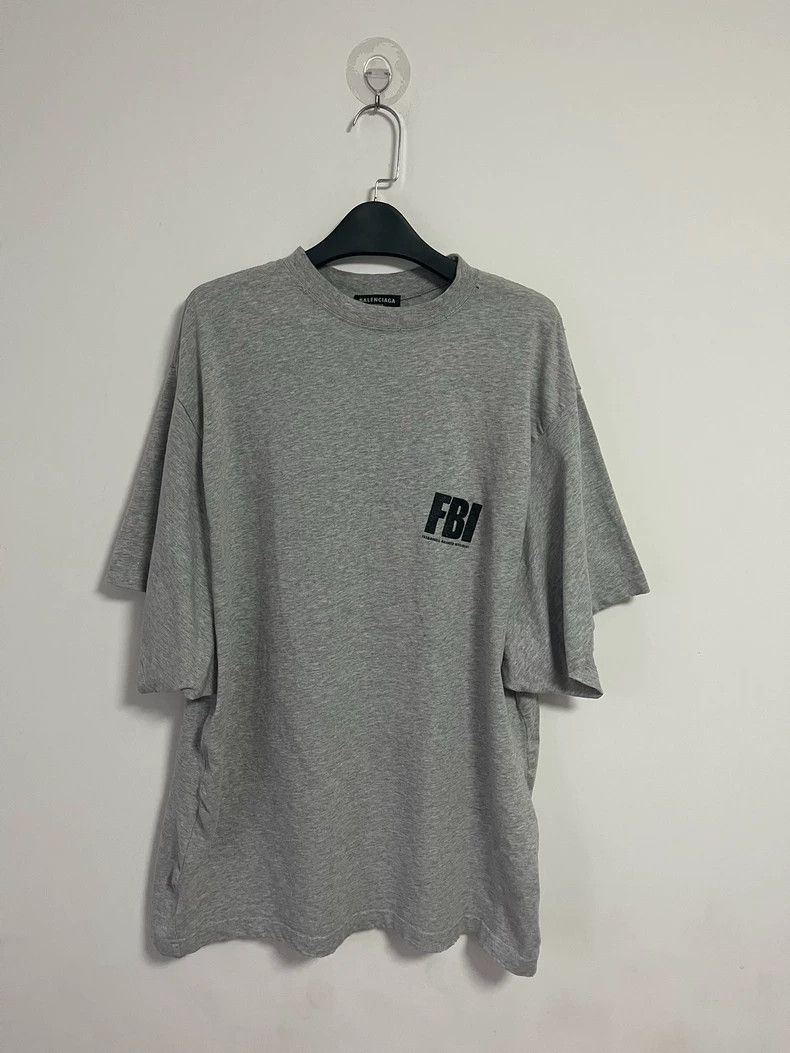 Balenciaga FBI Logo Worn Crackle Letter Print Grey Short S