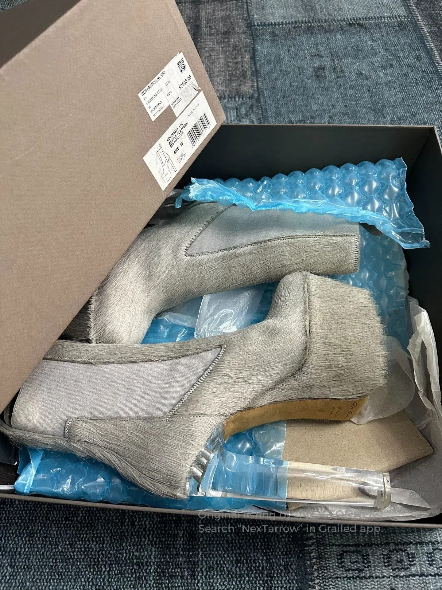 Rick Owens Rick Owens 22FW Gray Horsehair Kiss Boots. Size US 7 / IT 37 - 7 Thumbnail