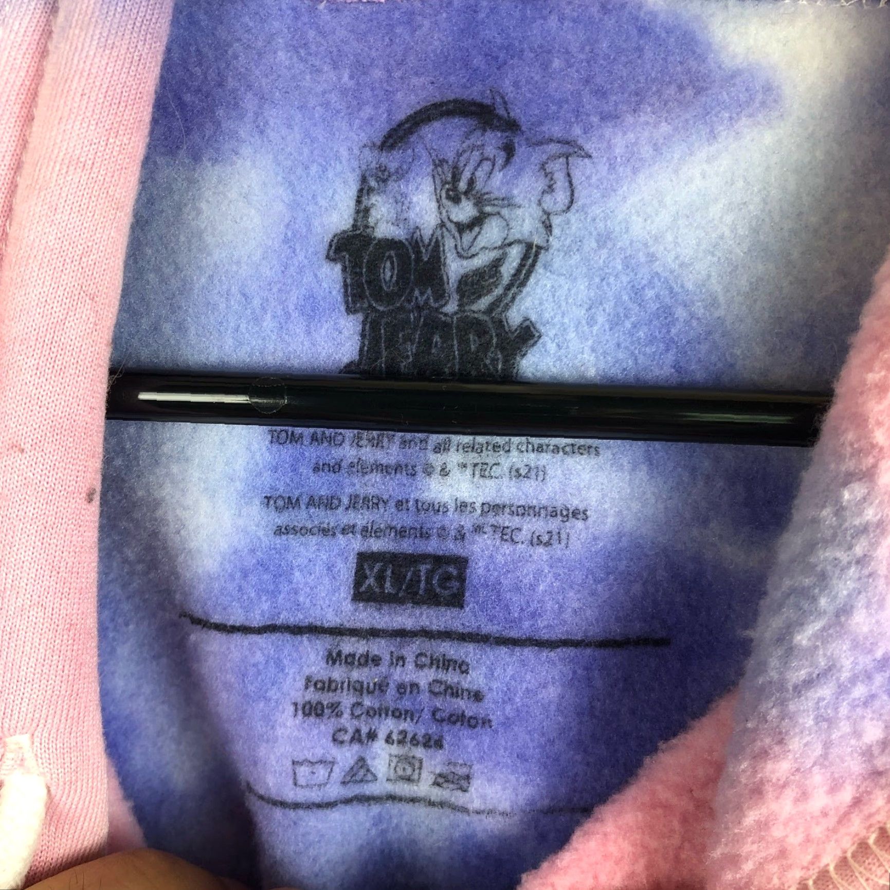 Vintage Tom & Jerry Womens Sweatshirt Tie Dye Cropped Hooded Y2K XL Pink Sweater Pullover Hooded Graphic Print Casual Streetwear Shirt Womens XL Size XL / US 12-14 / IT 48-50 - 6 Thumbnail