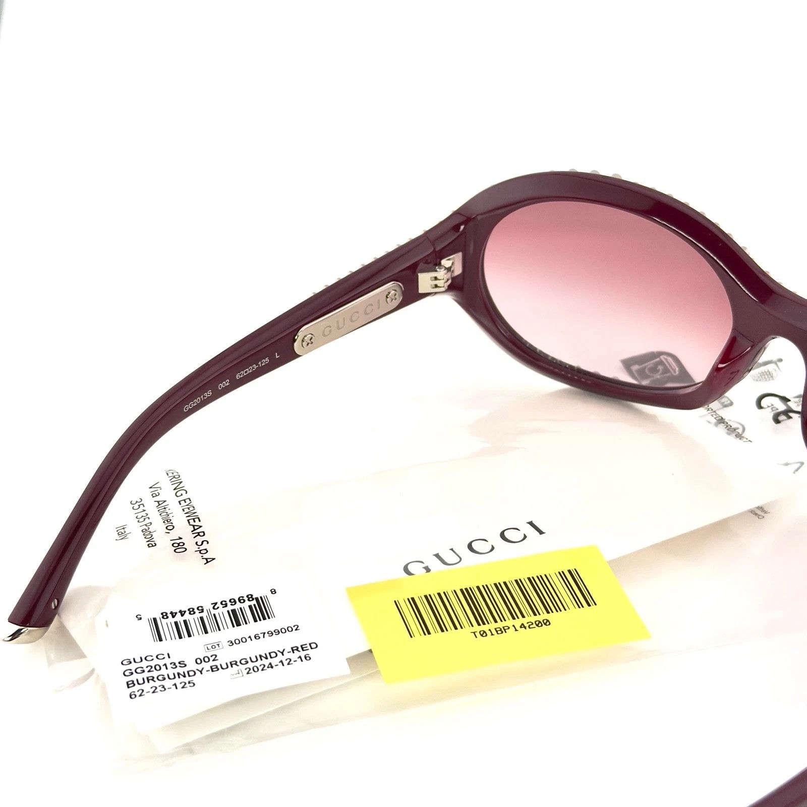 Gucci GUCCI GG2013S Burgundy 2013 Spike Fashion Sunglasses 002 Size ONE SIZE - 6 Thumbnail