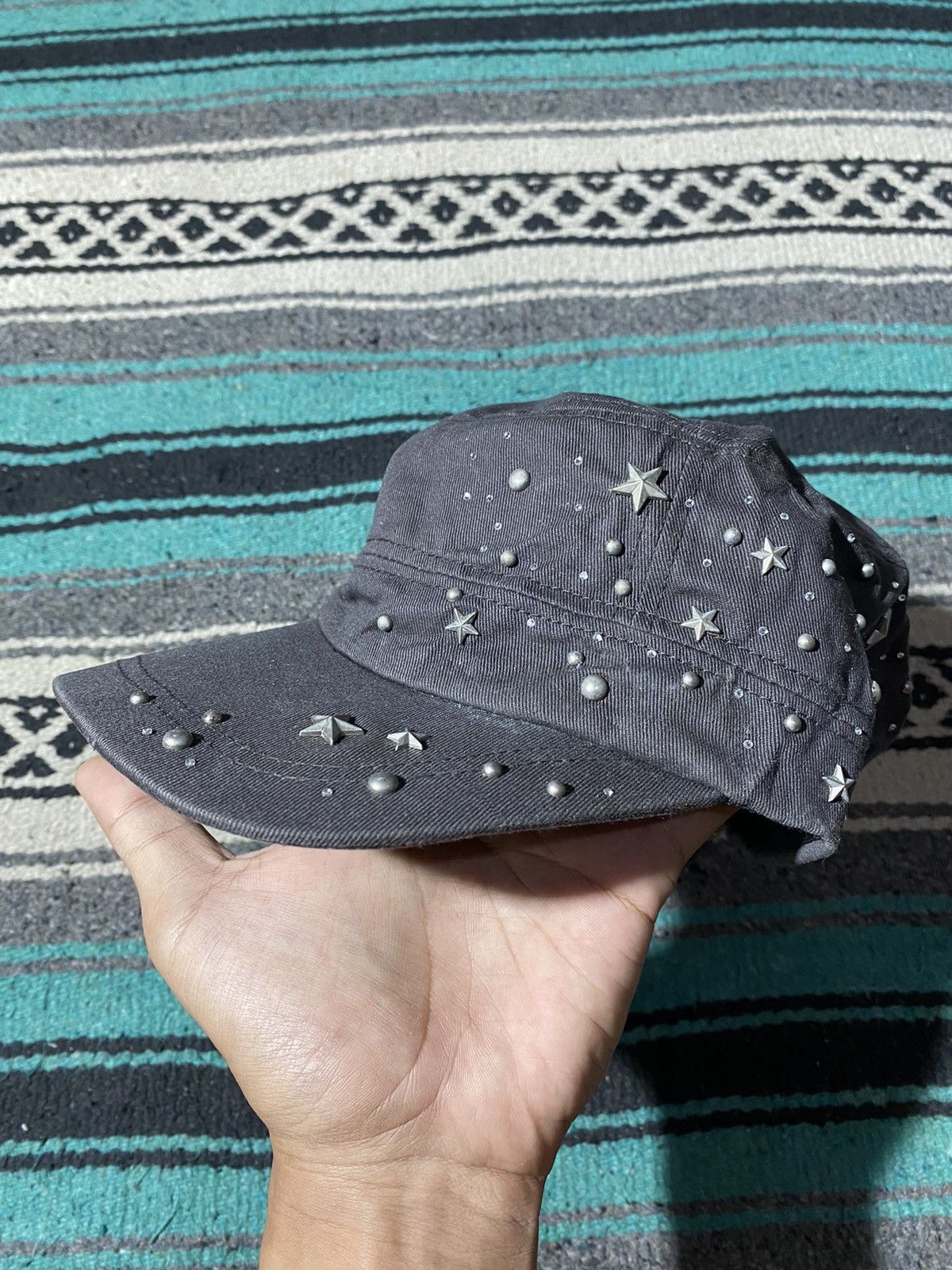 If Six Was Nine × Japanese Brand × Le Grande Bleu (L.G.B.) Y2K Duani Brown Studded Patrol Cap Size ONE SIZE - 1 Thumbnail