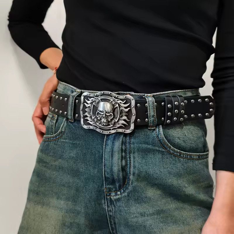 Cowboy Equipment Ghost Skull PU Leather Belt Size ONE SIZE - 3 Thumbnail