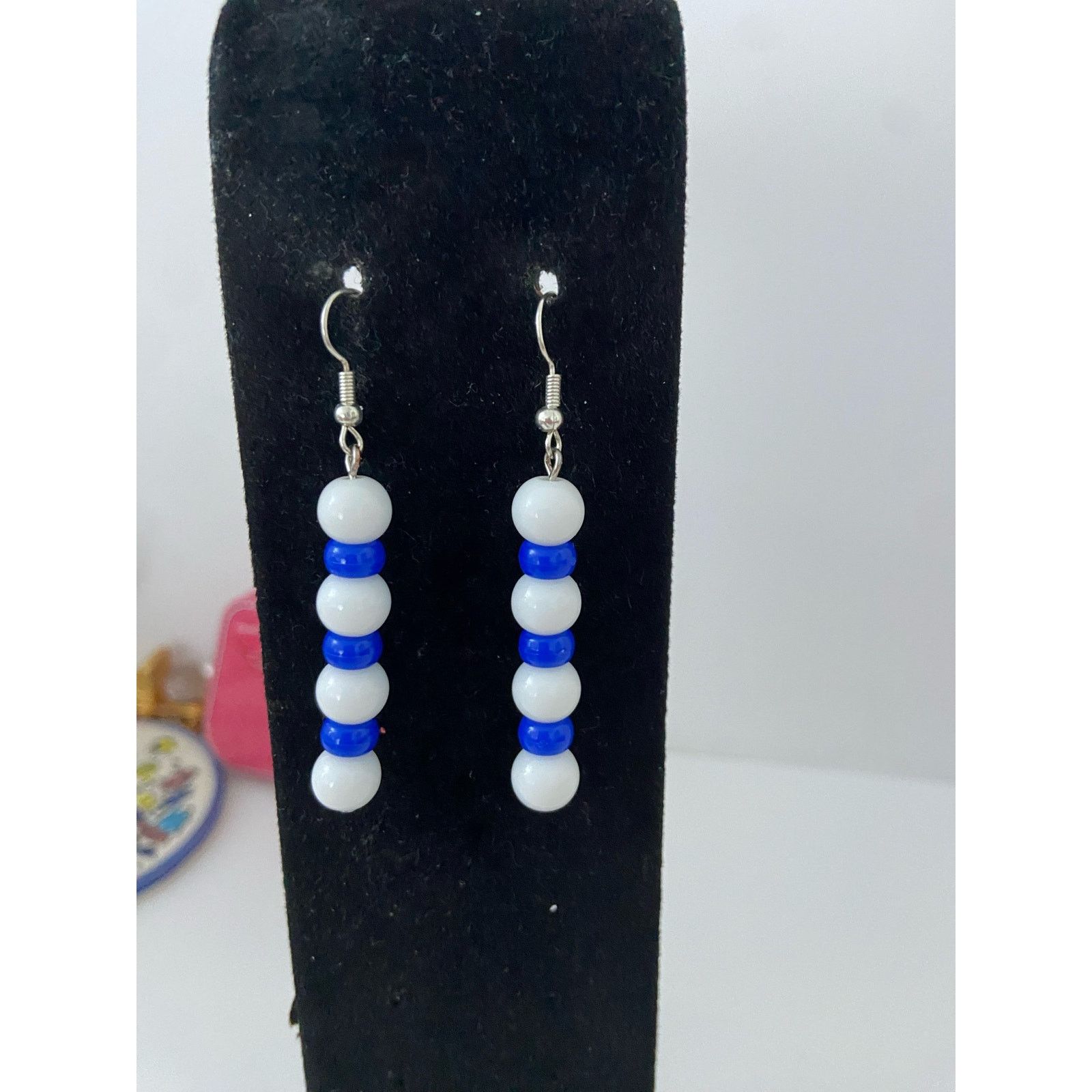 Handmade blue and white earrings Size ONE SIZE - 1 Thumbnail
