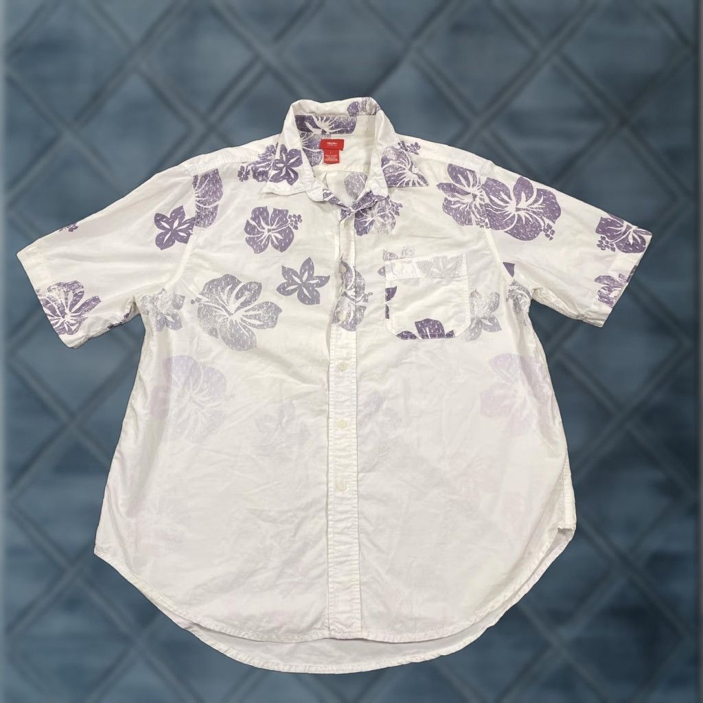 Mossimo Mossimo Supply Co Shirt Mens Large White Purple Floral Hawaiian Button Up Casual Shirt Size US L / EU 52-54 / 3 - 1 Thumbnail