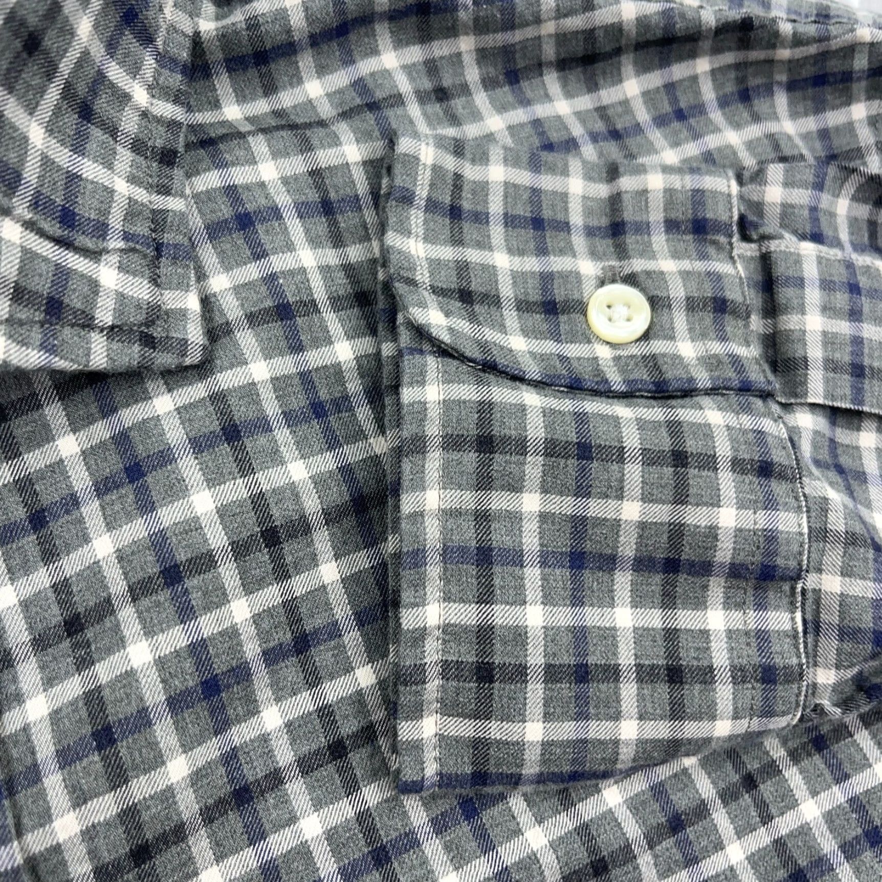 Polo Ralph Lauren Polo Ralph Lauren Button-Up Shirt Men Large Gray Plaid Slim Fit Casual Size 42R - 4 Thumbnail