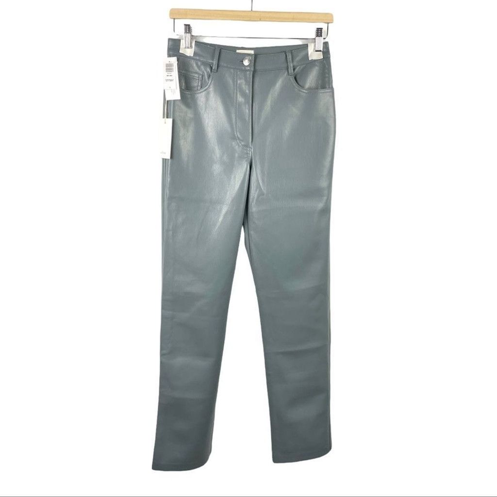 Aritzia NEW Wilfred Melina Vegan Leather HR Pants In Shadow Blue 6 Size 28" / US 6 / IT 42 - 4 Thumbnail