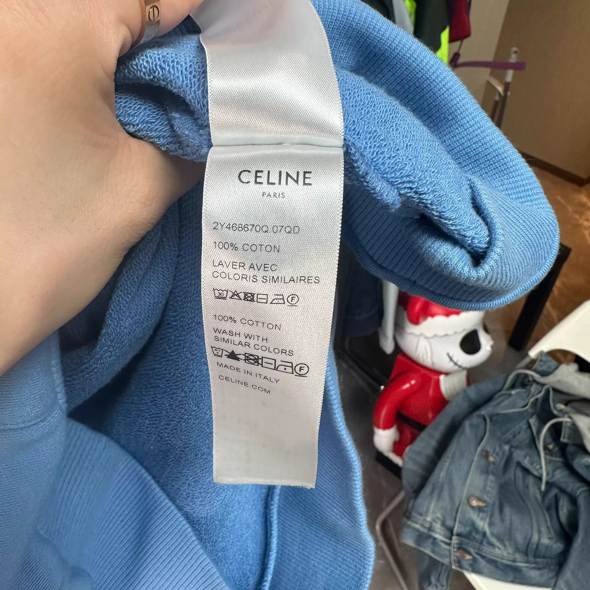Celine CELINE Logo Print Hoodie Men's Gray Blue M Size US M / EU 48-50 / 2 - 9 Thumbnail