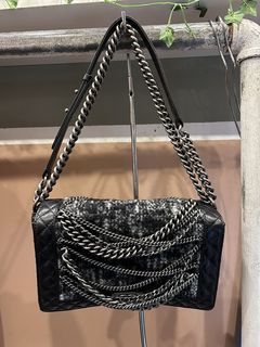 Chanel Medium Enchained Boy Flap Bag Limited Edition Black Leather