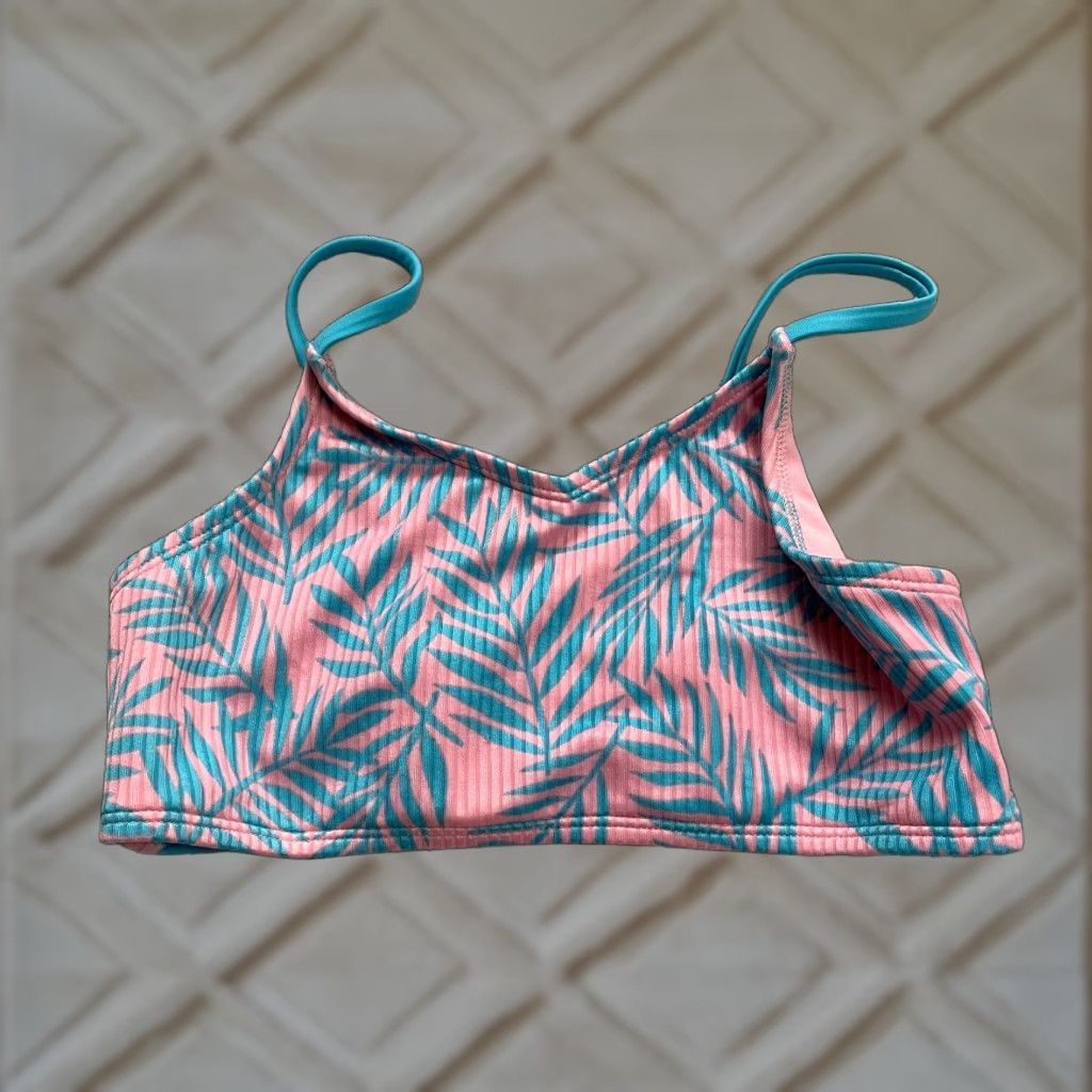 Pinko Unbranded Women's Bikini Top Small Pink Blue Hawaiian Floral Spaghetti Strap Beach Swimwear Size S / US 4 / IT 40 - 1 Thumbnail