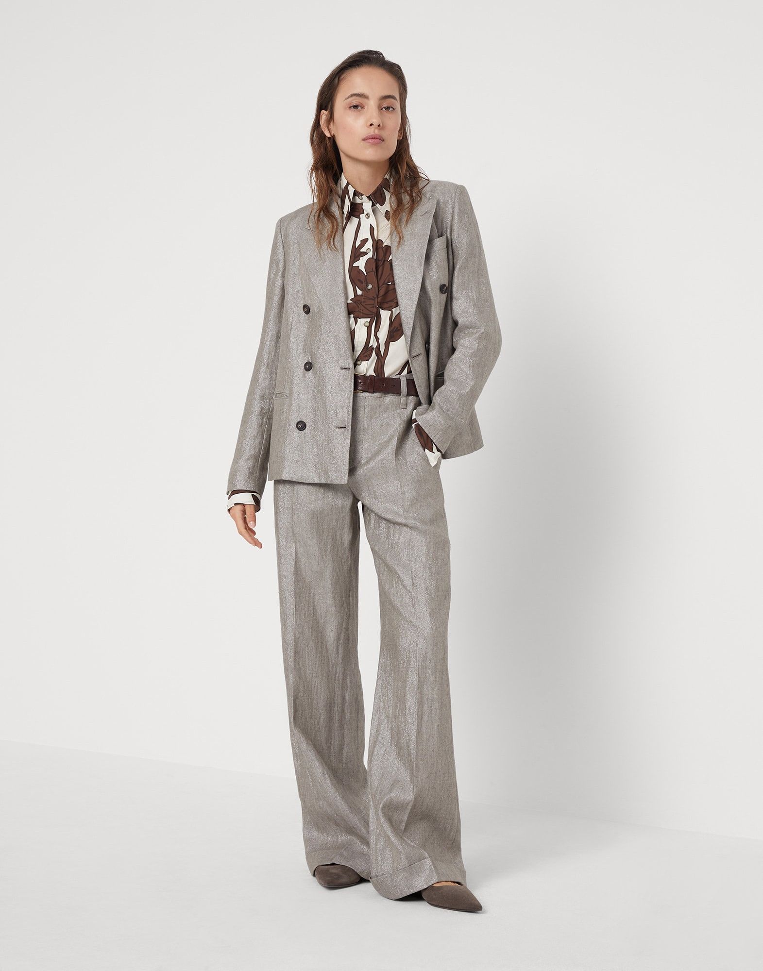 Brunello Cucinelli o1y0725 Floral-print Shirt in Dark Brown/Beige Size L / US 10 / IT 46 - 5 Thumbnail