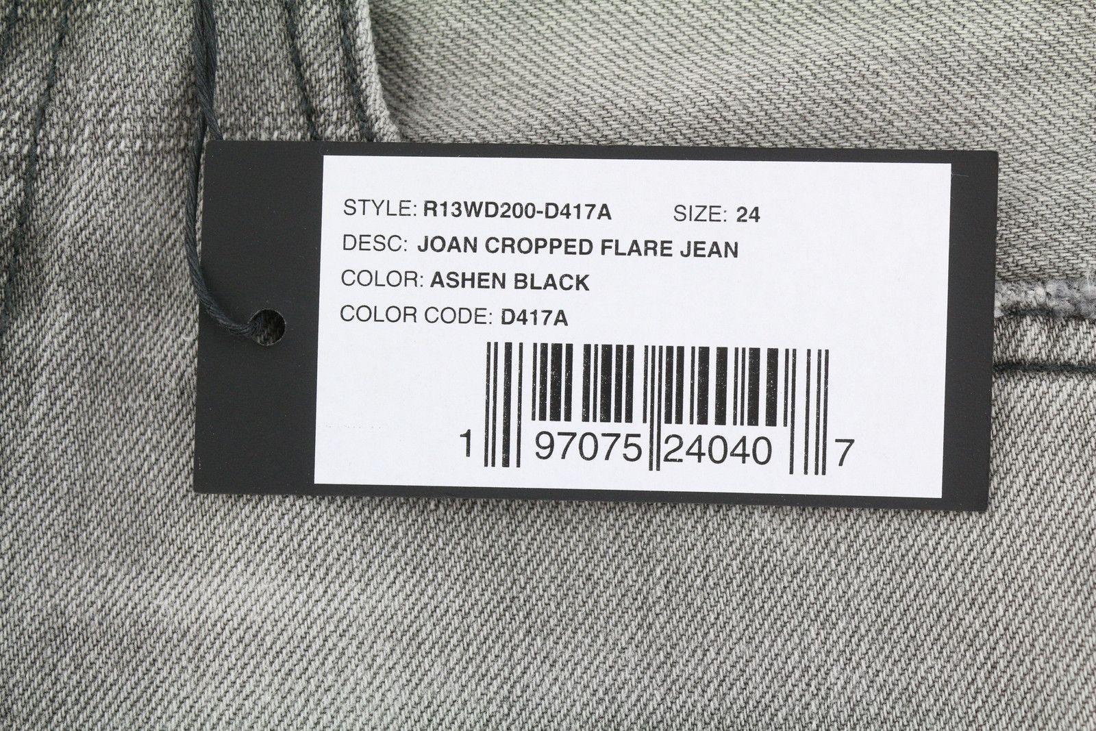 R13 JOAN CROPPED FLARE 24 Ashen Black Jeans 90043 Size 24" / US 00 / IT 34 - 7 Thumbnail