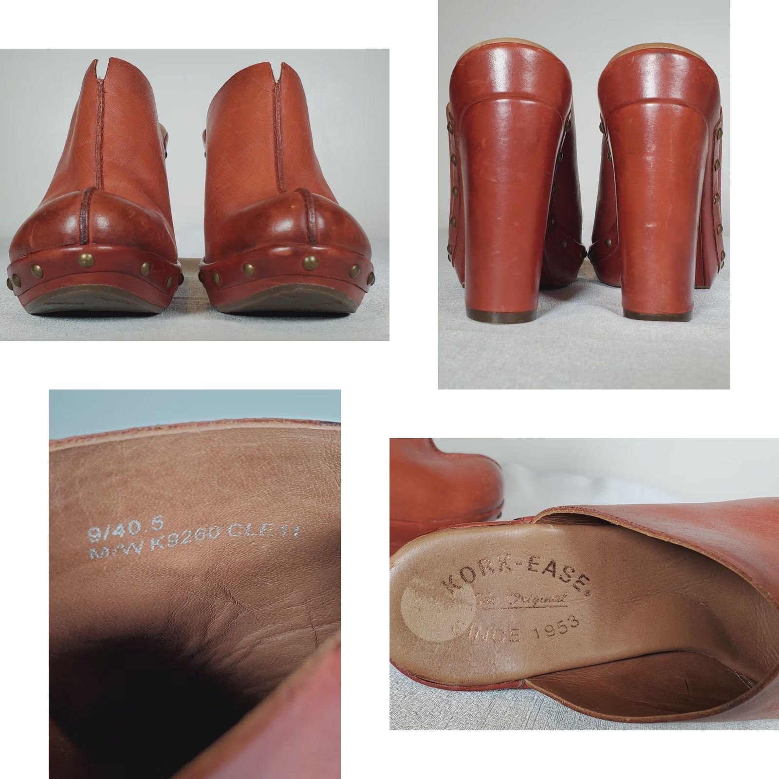 Vintage Kork-Ease Canyon Jacqueline Clogs Platform Leather Brown Size US 9 M Women's Size US 9 / IT 39 - 8 Thumbnail