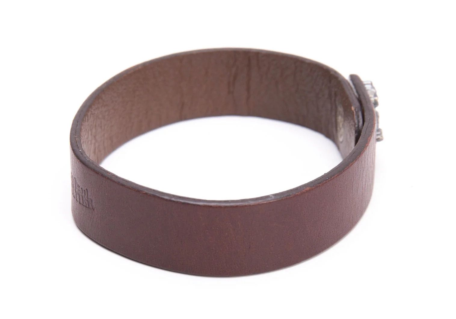 Dragon Button Leather Bracelet in Dark Brown