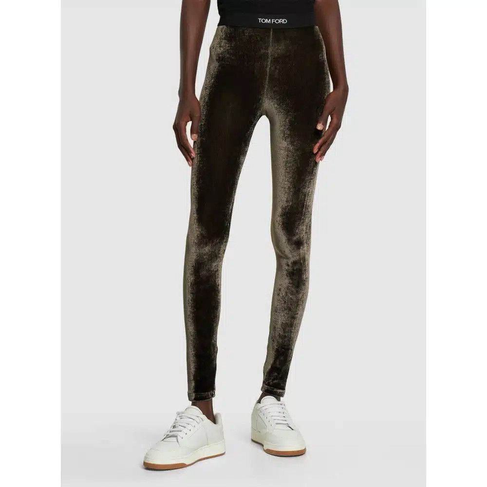 Tom Ford o1loc1c0625 PAJ121 Velvet Signature Leggings in Grey Size 25" / US 0 / IT 36 - 2 Thumbnail