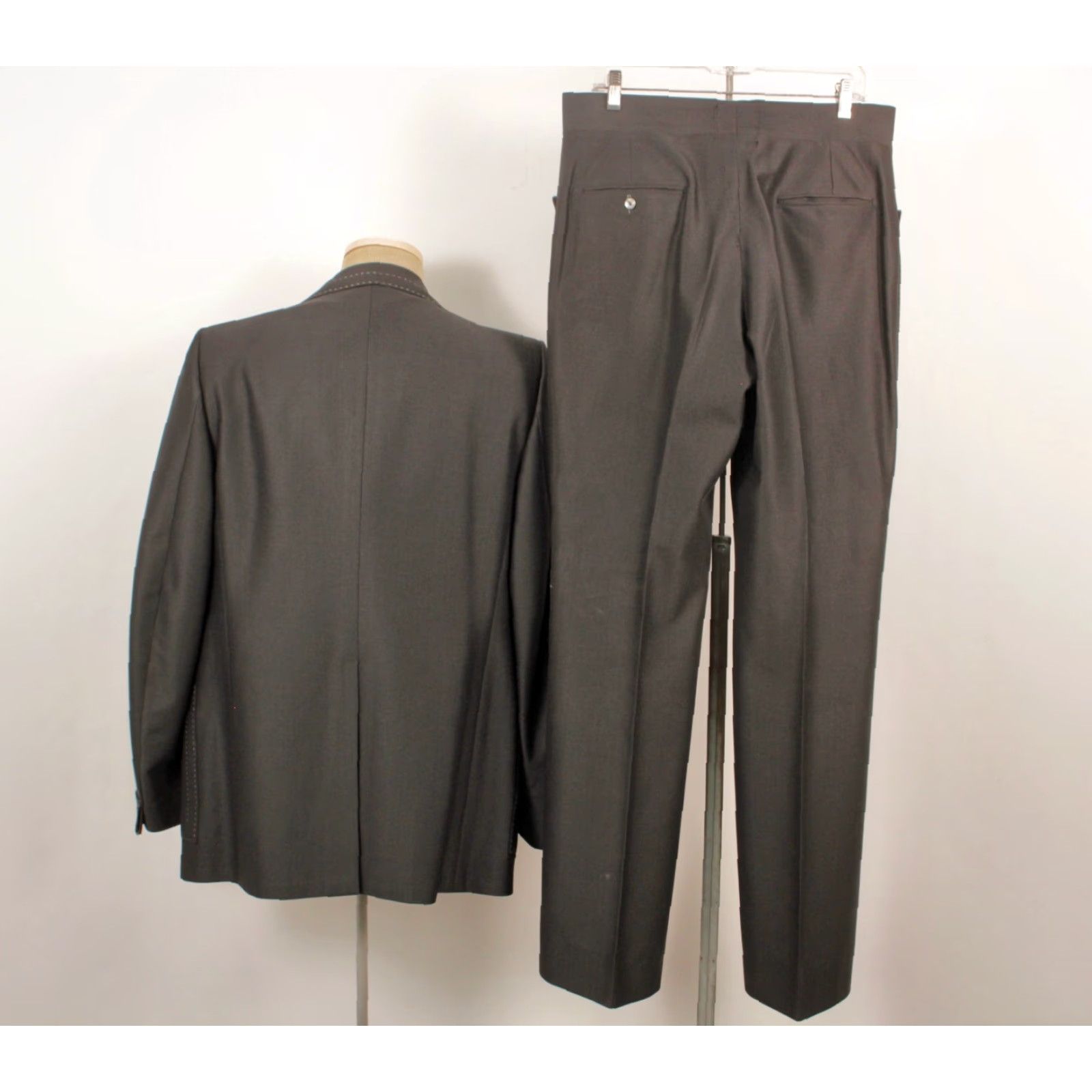 Vintage VINTAGE Mens VTG 70s 2 PC Black Polyester Leisure Suit W Tie Sz M 1970s Disco Size 40R - 3 Thumbnail