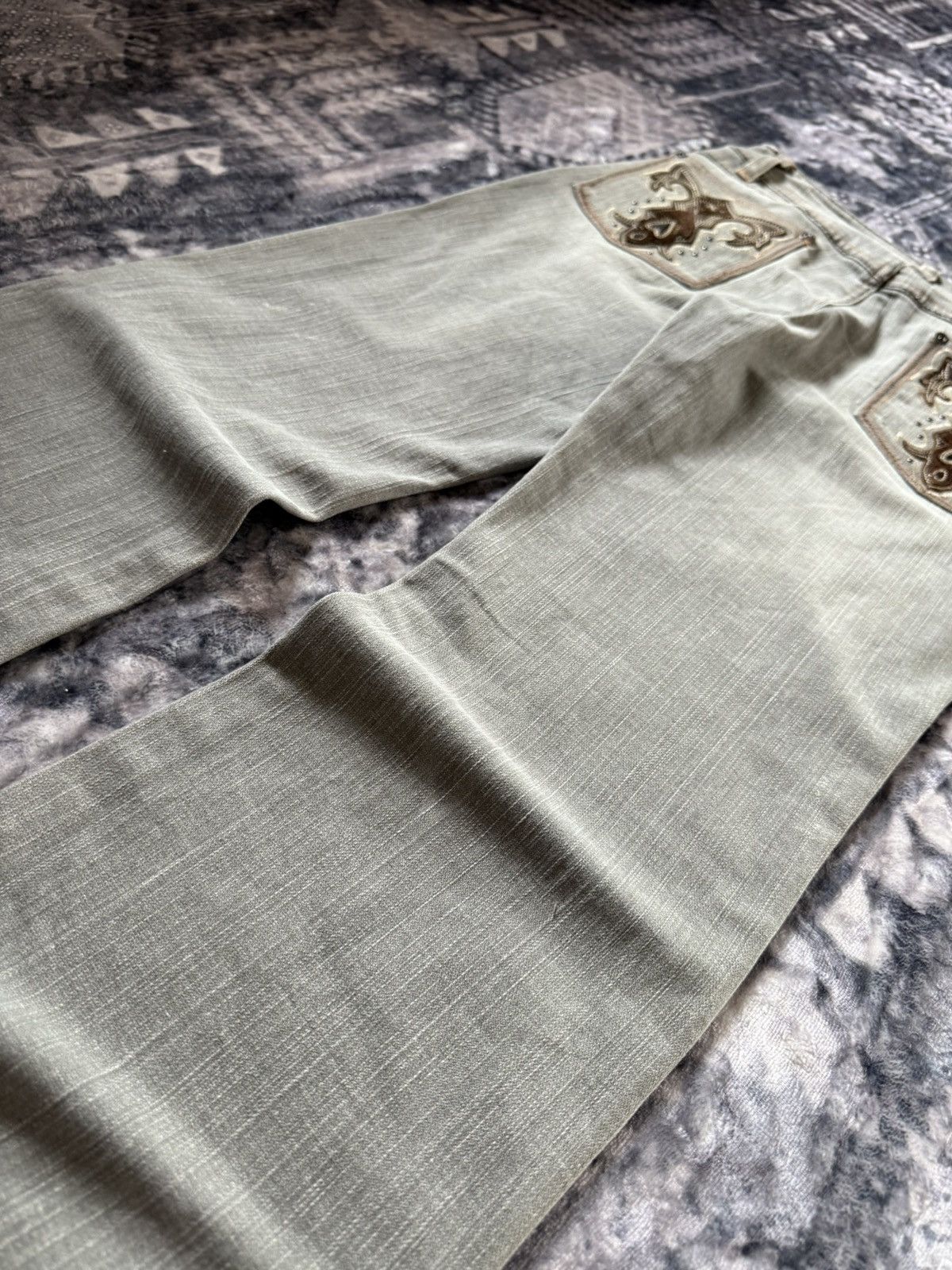 Hysteric Glamour Deux Brahmin Japan Smoke grey Low Rise Flared Jeans Size US 27 - 14 Thumbnail