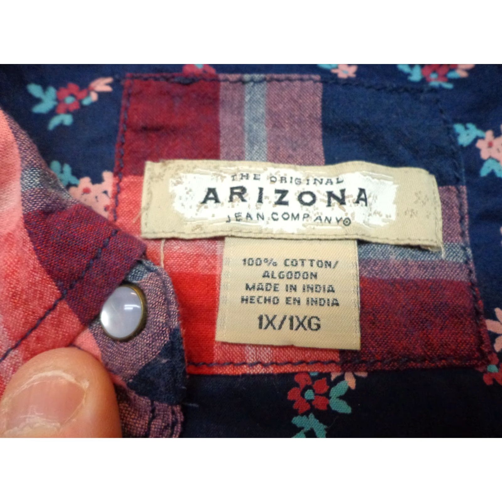 Vintage Arizona Jeans Womens Button-Up Shirt Size 1X Plus Plaid Cotton Brown Snap Front Collared Vintage No Size XL / US 12-14 / IT 48-50 - 2 Thumbnail