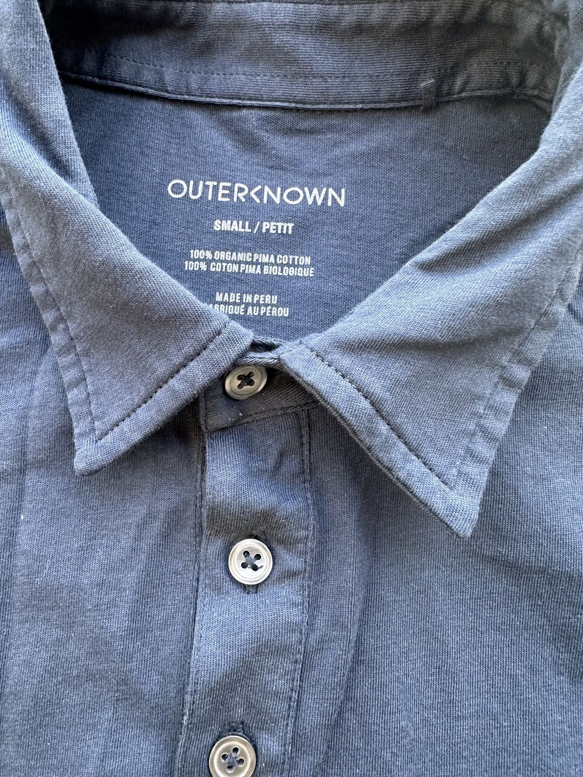 Outerknown Outerknown Men’s Navy Blue Organic Pima Cotton Short Sleeve Size US S / EU 44-46 / 1 - 2 Thumbnail