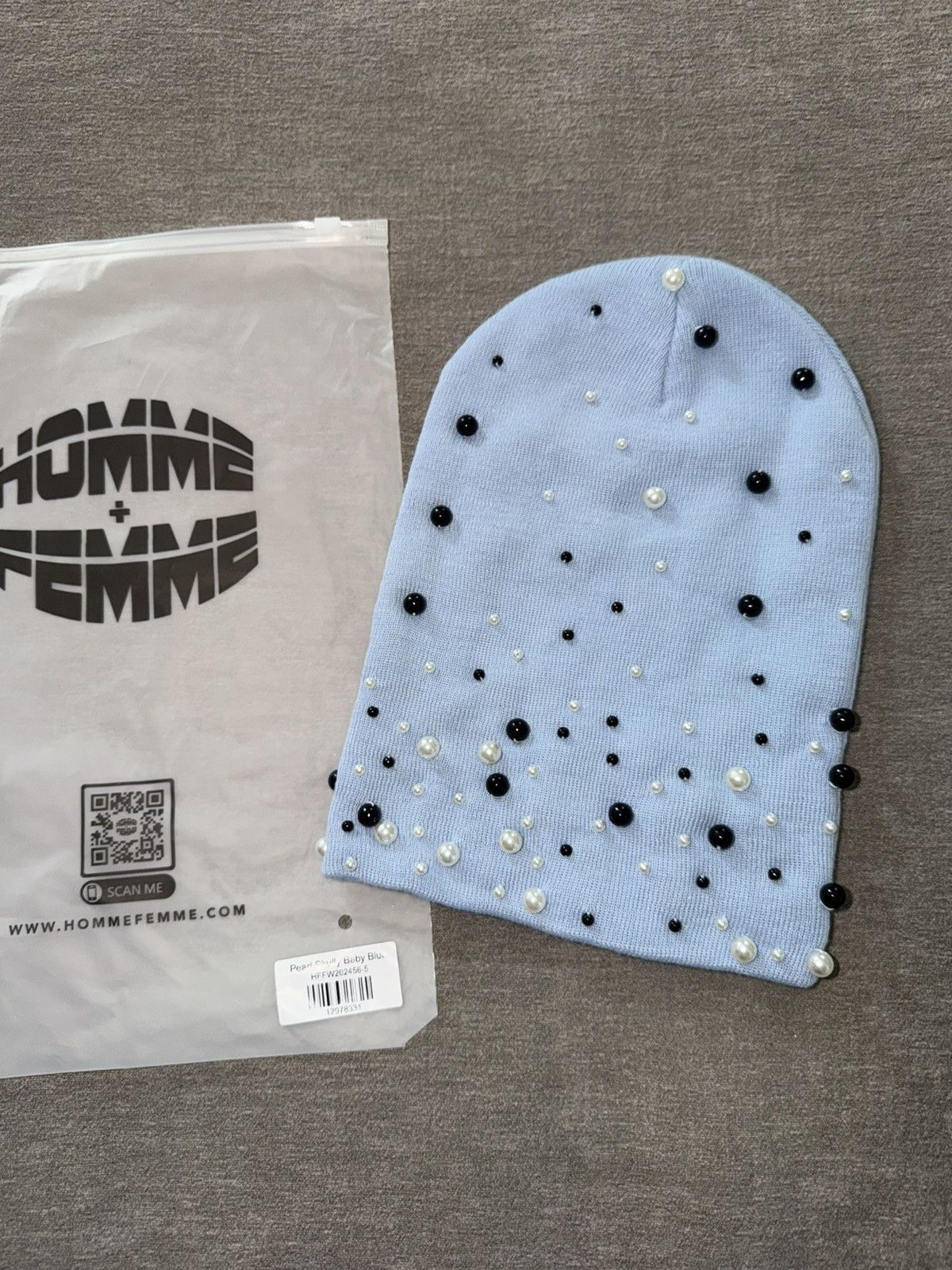 Homme + Femme La Homme Femme Baby Blue Pearl Beanie Size ONE SIZE - 3 Thumbnail