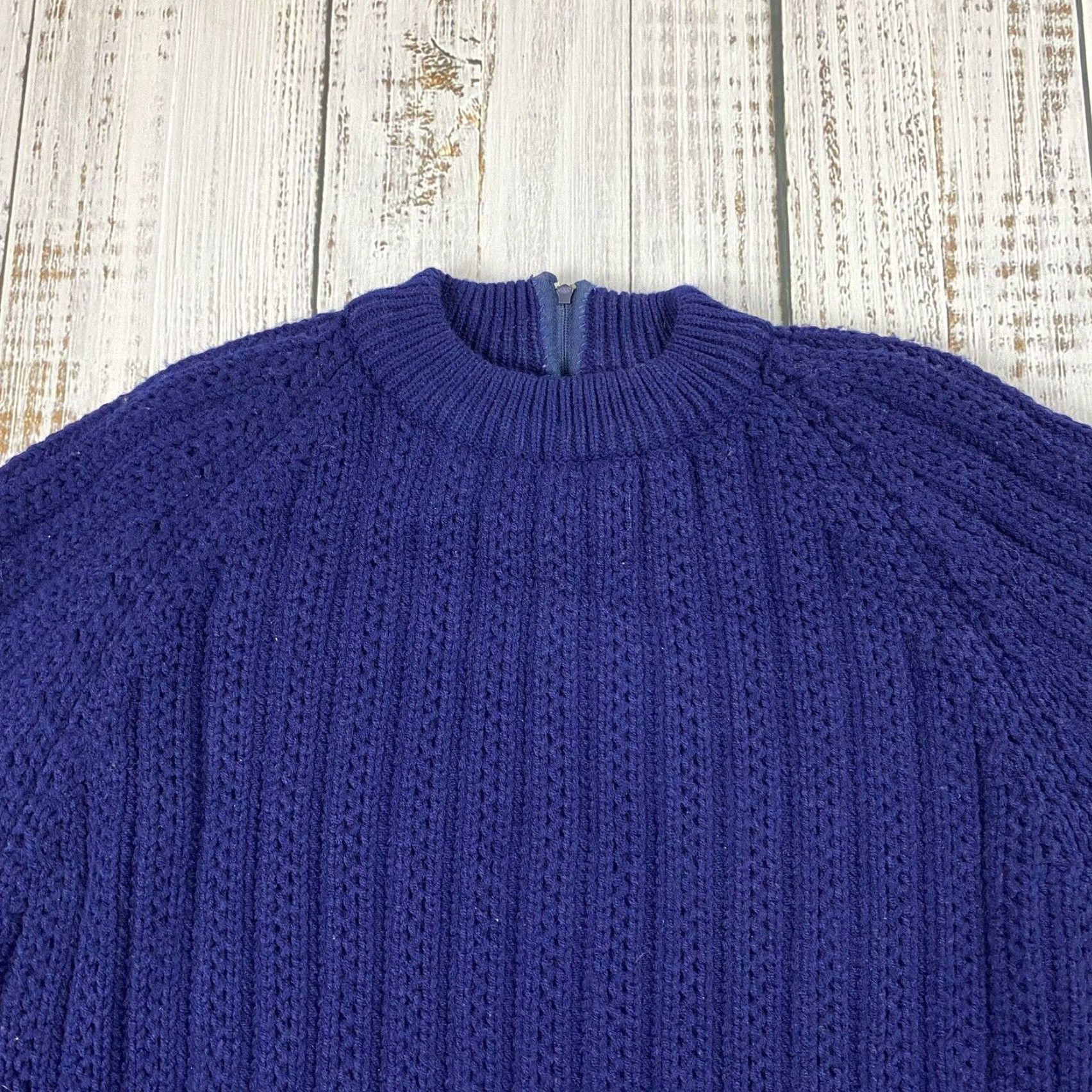 Vintage VINTAGE 1960s Full Fashioned Import Acrylic Sweater Made in Japan Zip Navy Blue Women's M/L Classic Everyday Size M / US 6-8 / IT 42-44 - 2 Thumbnail