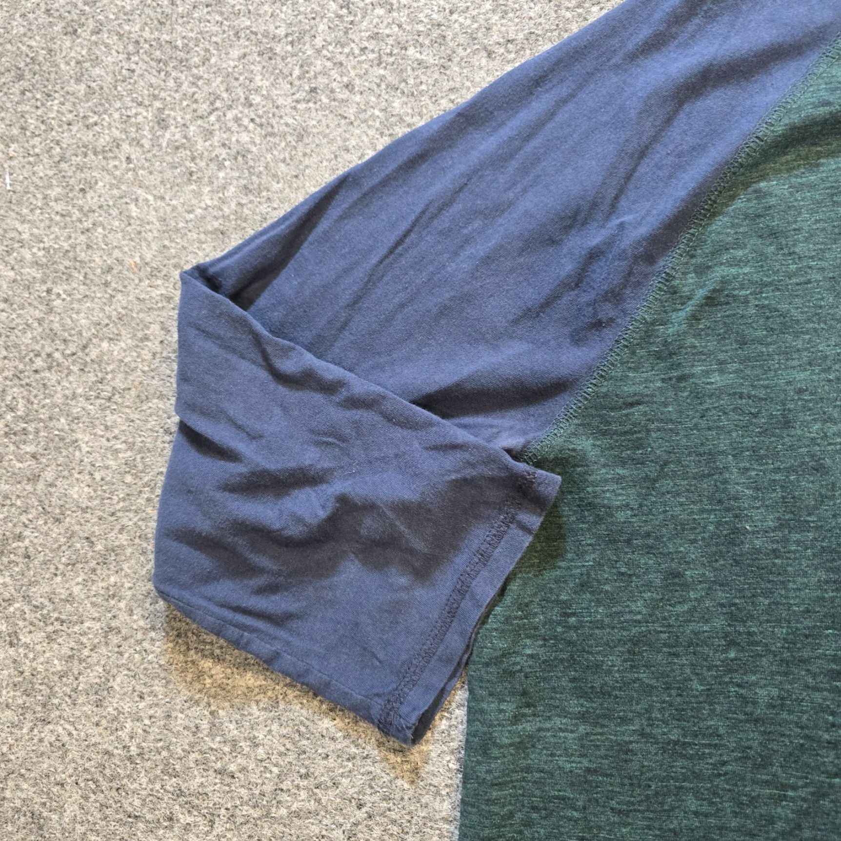 Vintage Public Opinion Top Mens Size Large Baseball Raglan T-Shirt Blue Green Cap Sleeve Casual Capsule Regular Knit Cotton Lightweight Summer Spring Fall Size US L / EU 52-54 / 3 - 4 Thumbnail